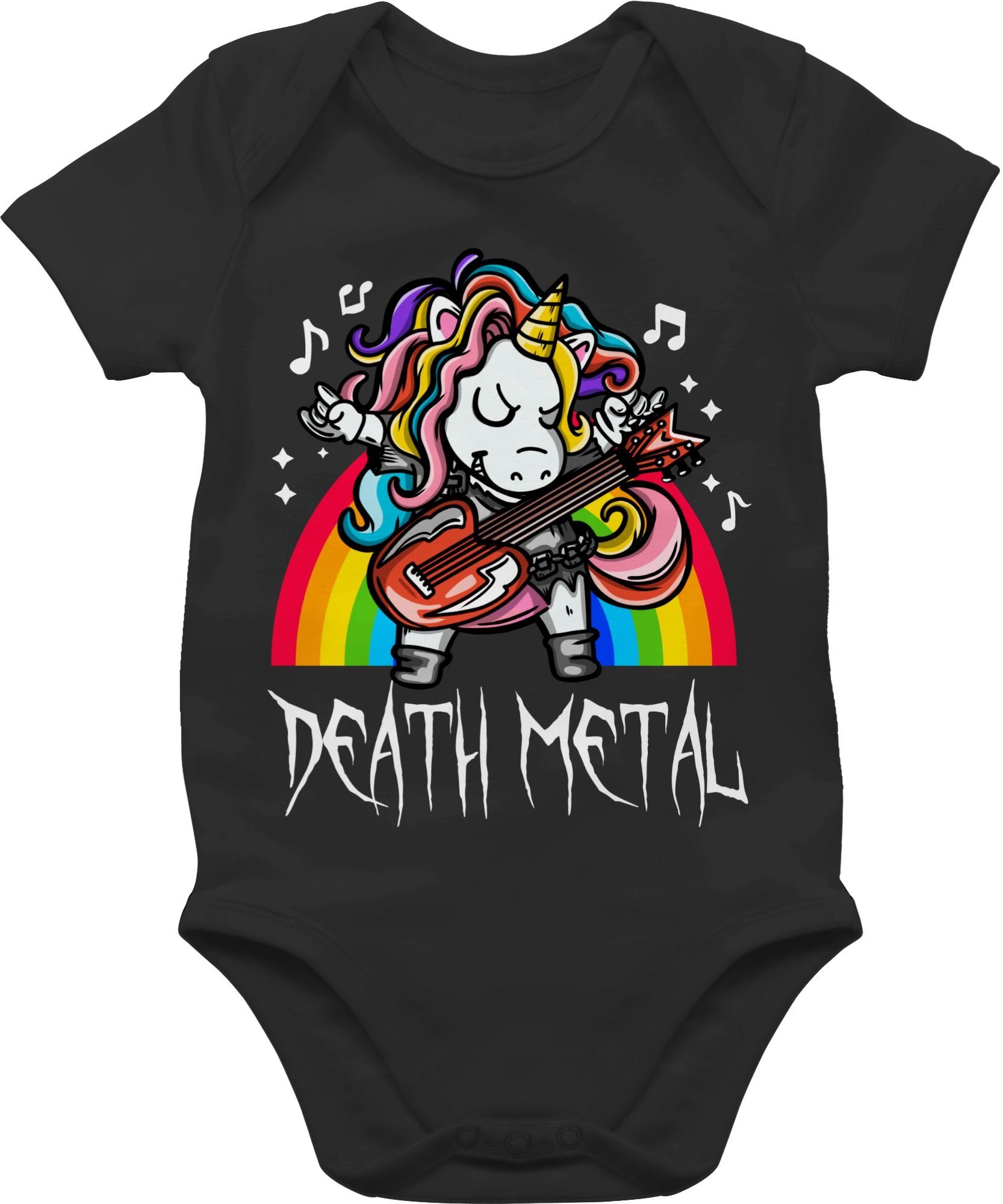Shirtracer Shirtbody Death Metal Einhorn Sprüche Baby 1 Schwarz