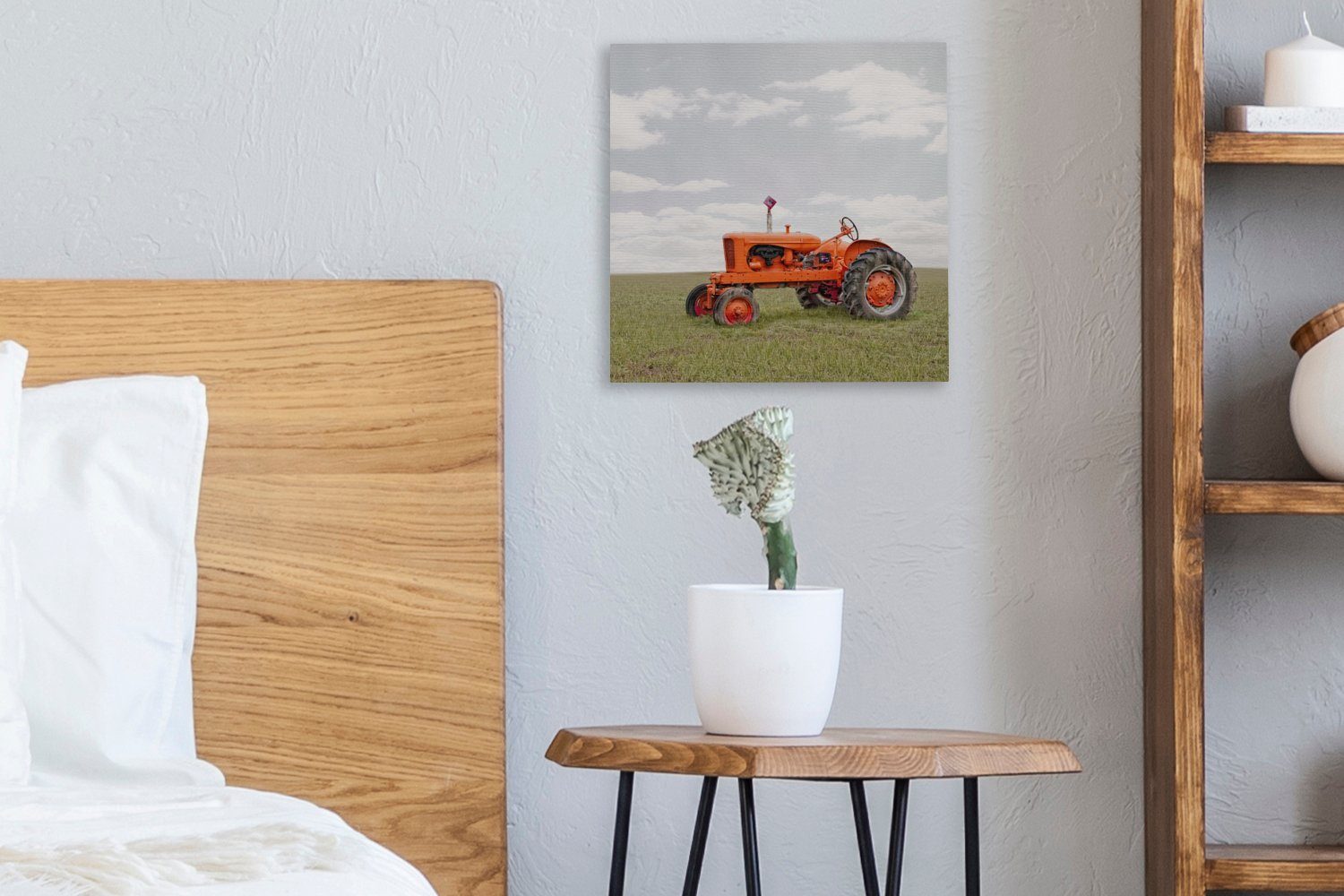 Räder Leinwandbild Leinwand - Vintage, - (1 St), Bilder für Schlafzimmer Wohnzimmer Traktor OneMillionCanvasses®