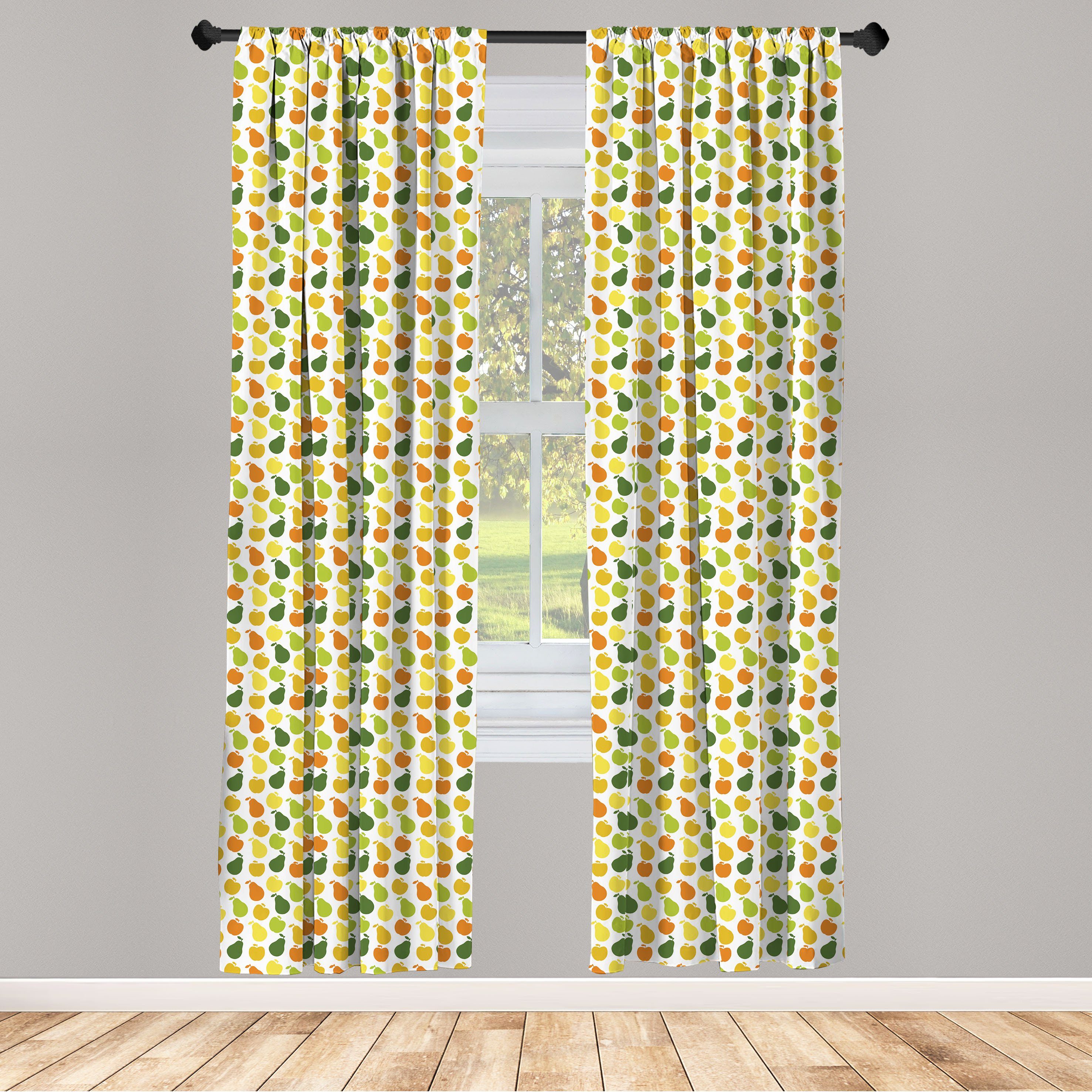 Gardine Vorhang für Wohnzimmer Schlafzimmer Dekor, Abakuhaus, Microfaser, Früchte Apple-Birnen Frisch Garten