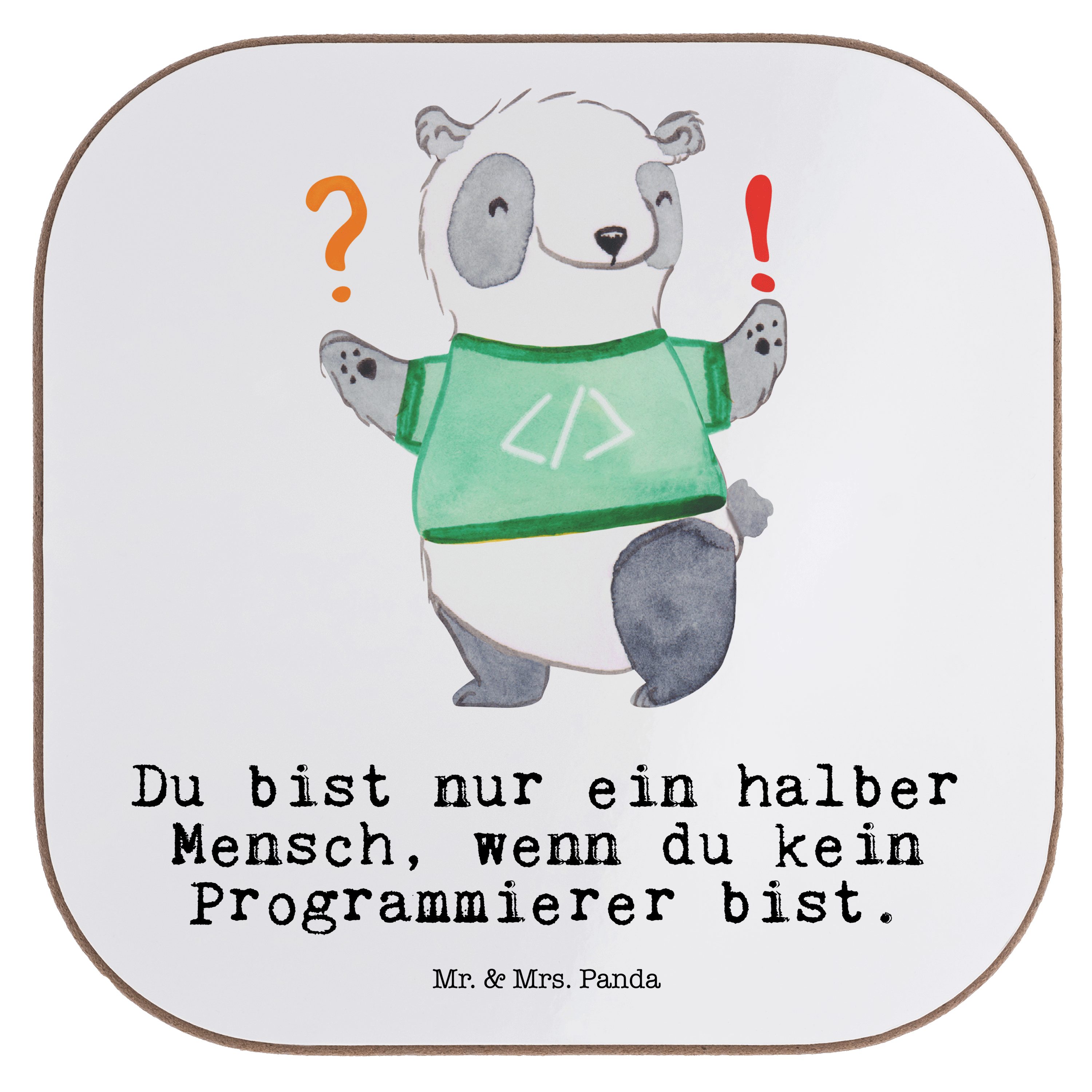 1-tlg. Bierdeckel, & Panda Mr. - Programmierer Getränkeuntersetzer Mrs. Geschenk, Herz Weiß Softwarentwickl, mit -