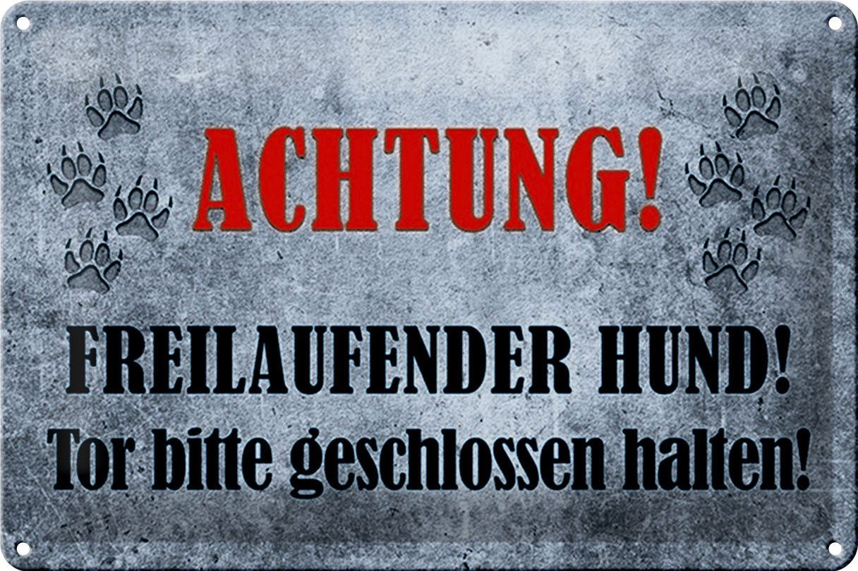 Hebold Metallschild Schild Blech 30x20cm - Made in Germany - Achtung freilaufender Hund To