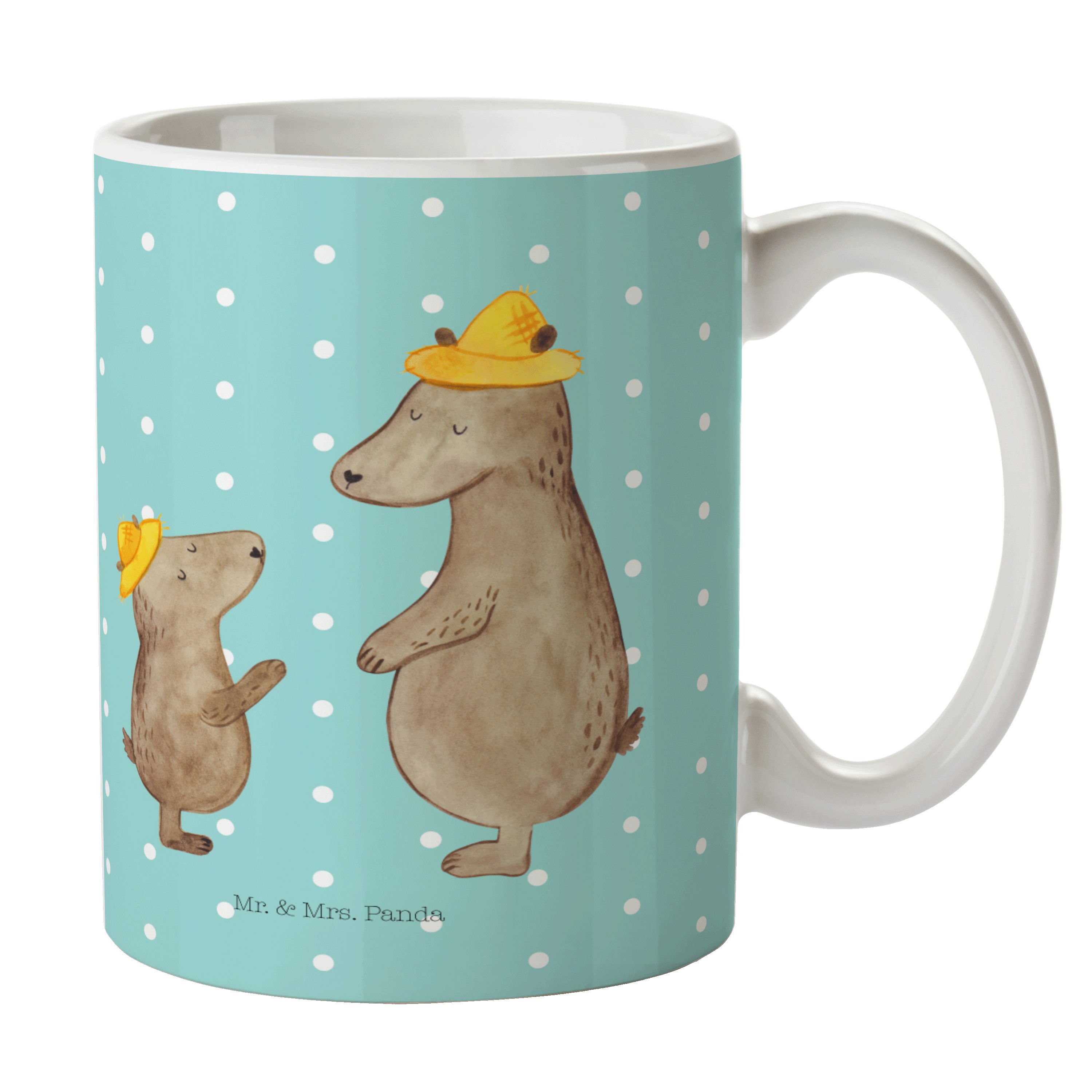 Mr. & Mrs. Panda Tasse Bären mit Hut - Türkis Pastell - Geschenk, Tasse, Schwester, Becher, Keramik