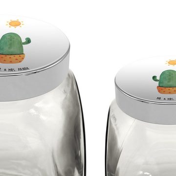 Mr. & Mrs. Panda Vorratsglas XL 2000ml Kaktus Sonne - Weiß - Geschenk, Kaffeedose, Glasbälter, Ges, Premium Glas, (1-tlg), Vielseitig einsetzbar