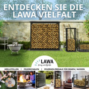 LAWA Living and Lifestyle Kaminholzregal Metall VERZINKT für innen und außen hoch, BxTxH:60x25x150 cm, galvanisiert, pulverbeschichtet, stehend und liegend, SILBER