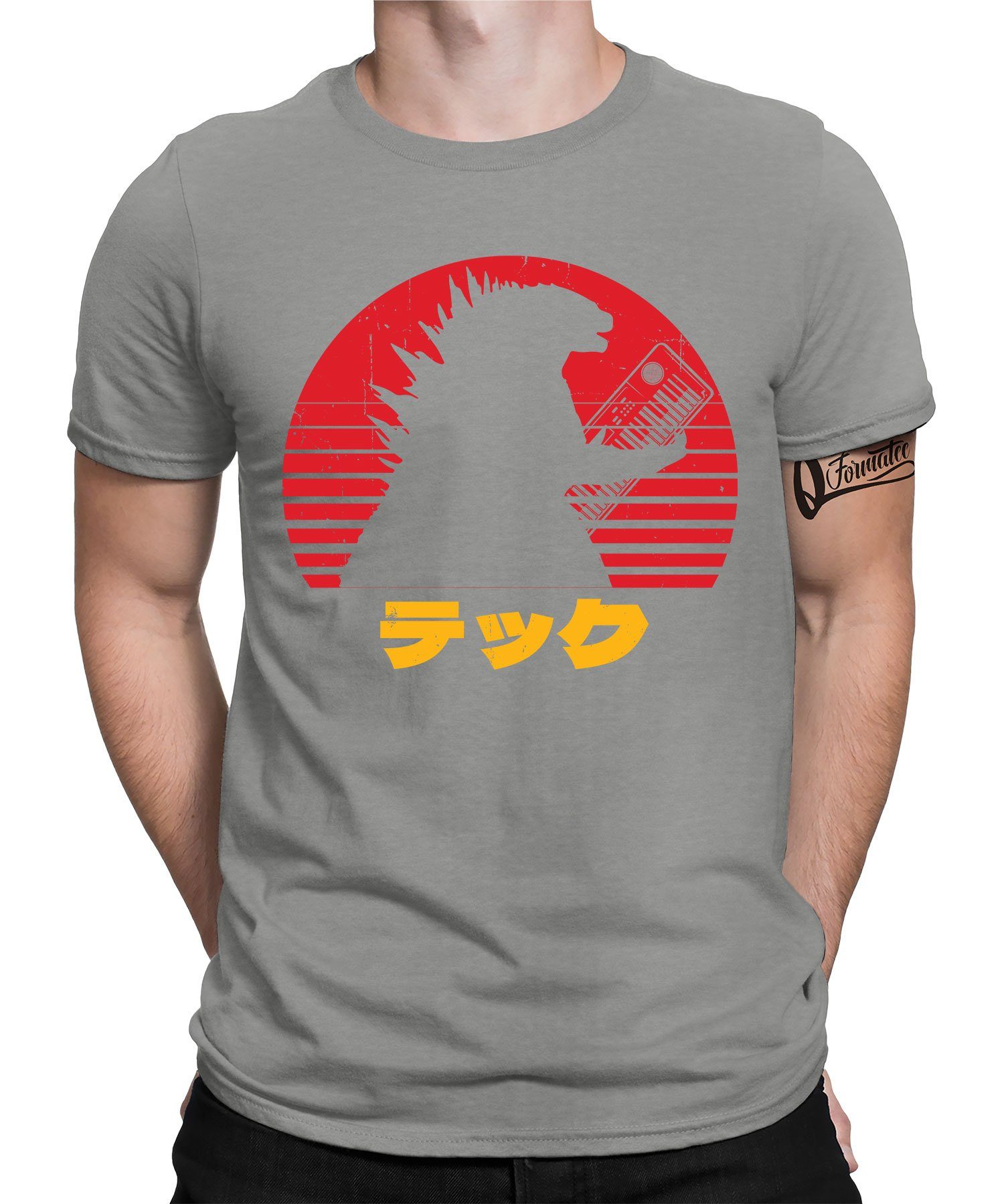 Quattro Formatee Kurzarmshirt ADSR Japan Monster Godzilla - Elektronische Musiker Synthesizer Herren (1-tlg) Heather Grau | T-Shirts