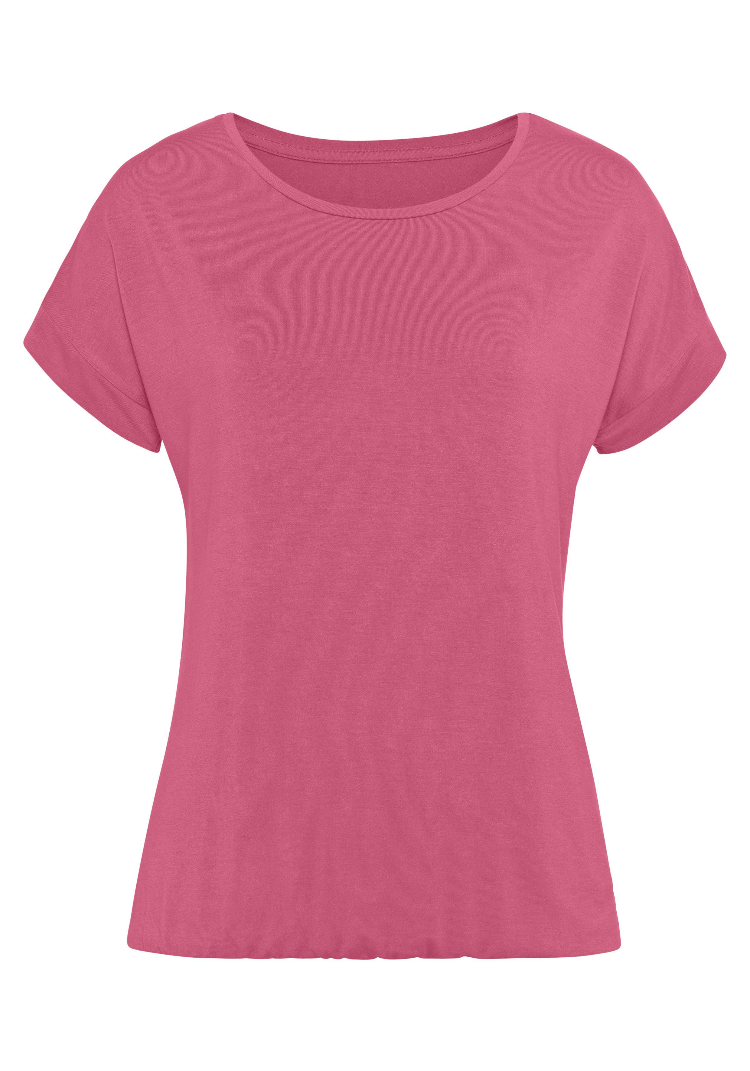 Vivance Kurzarmshirt mit Gummizug im Bund aus weichem Viskose-Stretch