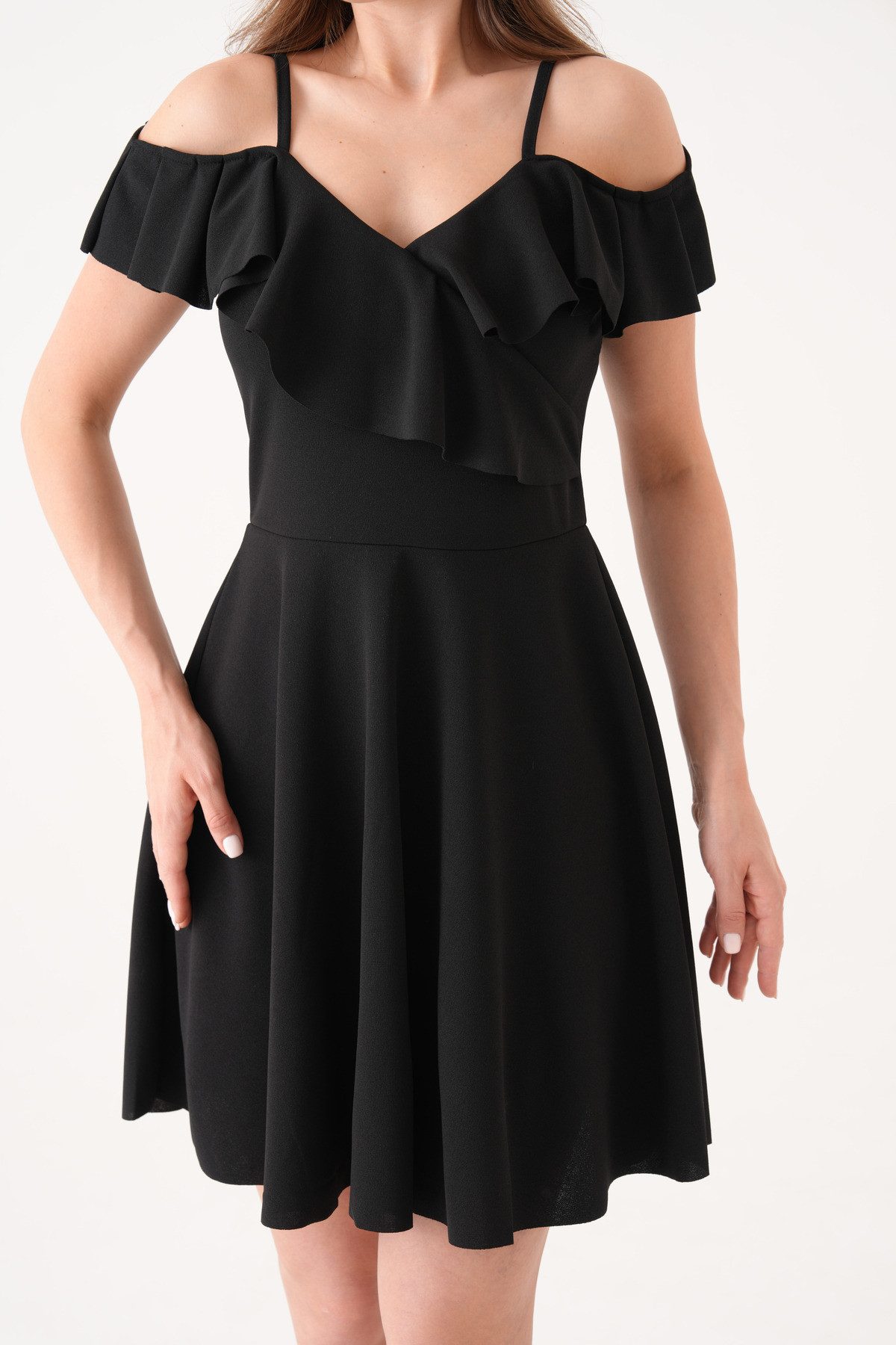 WOMAN VISION Minikleid Kleid mit dünnen Trägern und ausgestelltem Rock