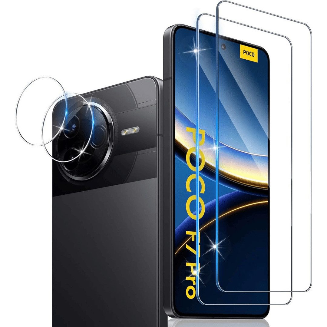 SmartUP Displayschutzglas 2X Schutzglas für Xiaomi Poco F7 Pro Display Kamera Panzerfolie Screen für Xiaomi Poco F7 Pro, 4 Stück, Rundumschutz, passgenaue Verarbeitung