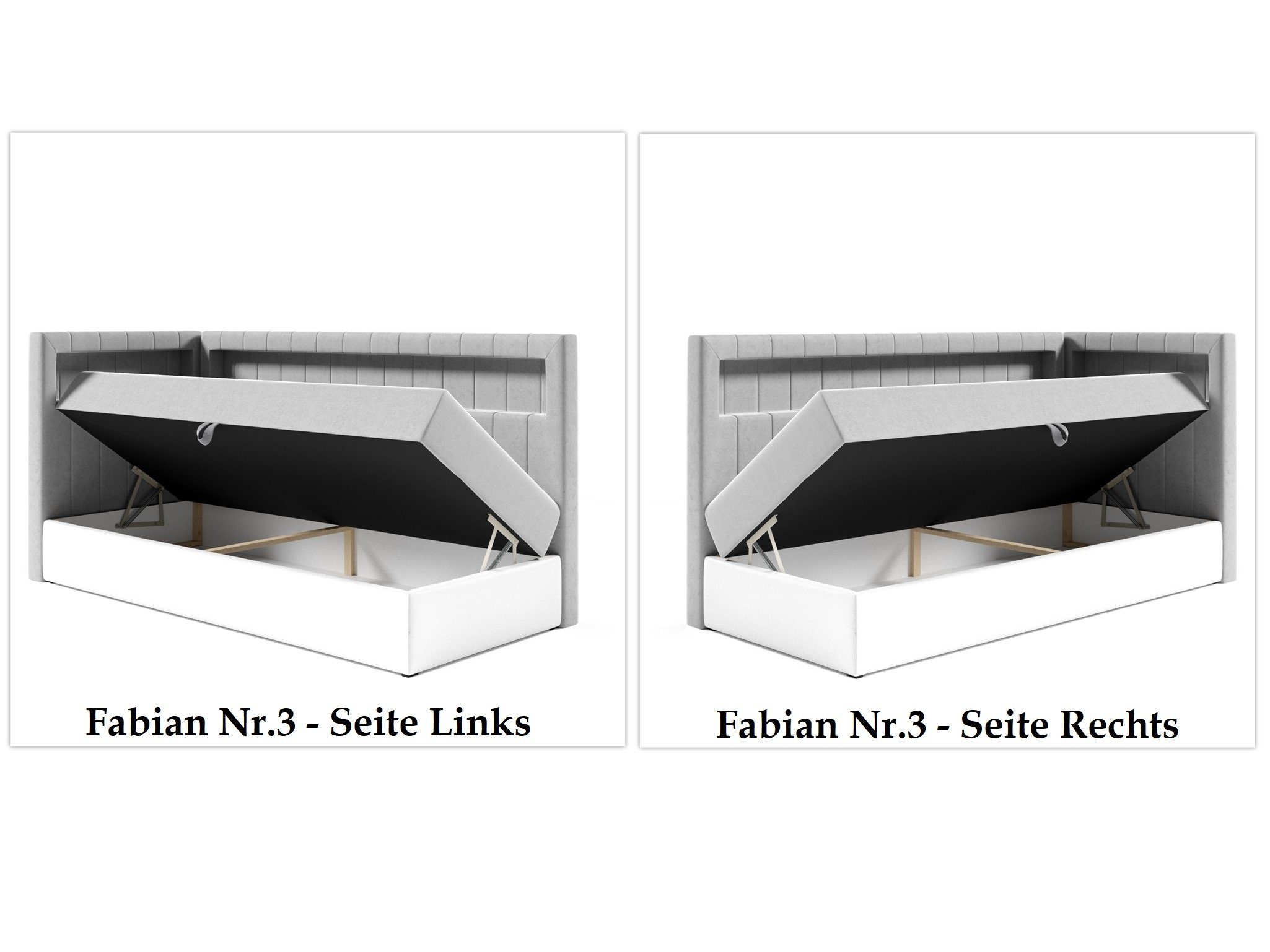 Weiß-Blau LED-Beleuchtung Nr.3 (inkl. inkl. Bettkasten Kinderbett FABIAN Boxspringbett Möbel und Fun Topper), Boxspringbett Gästebett