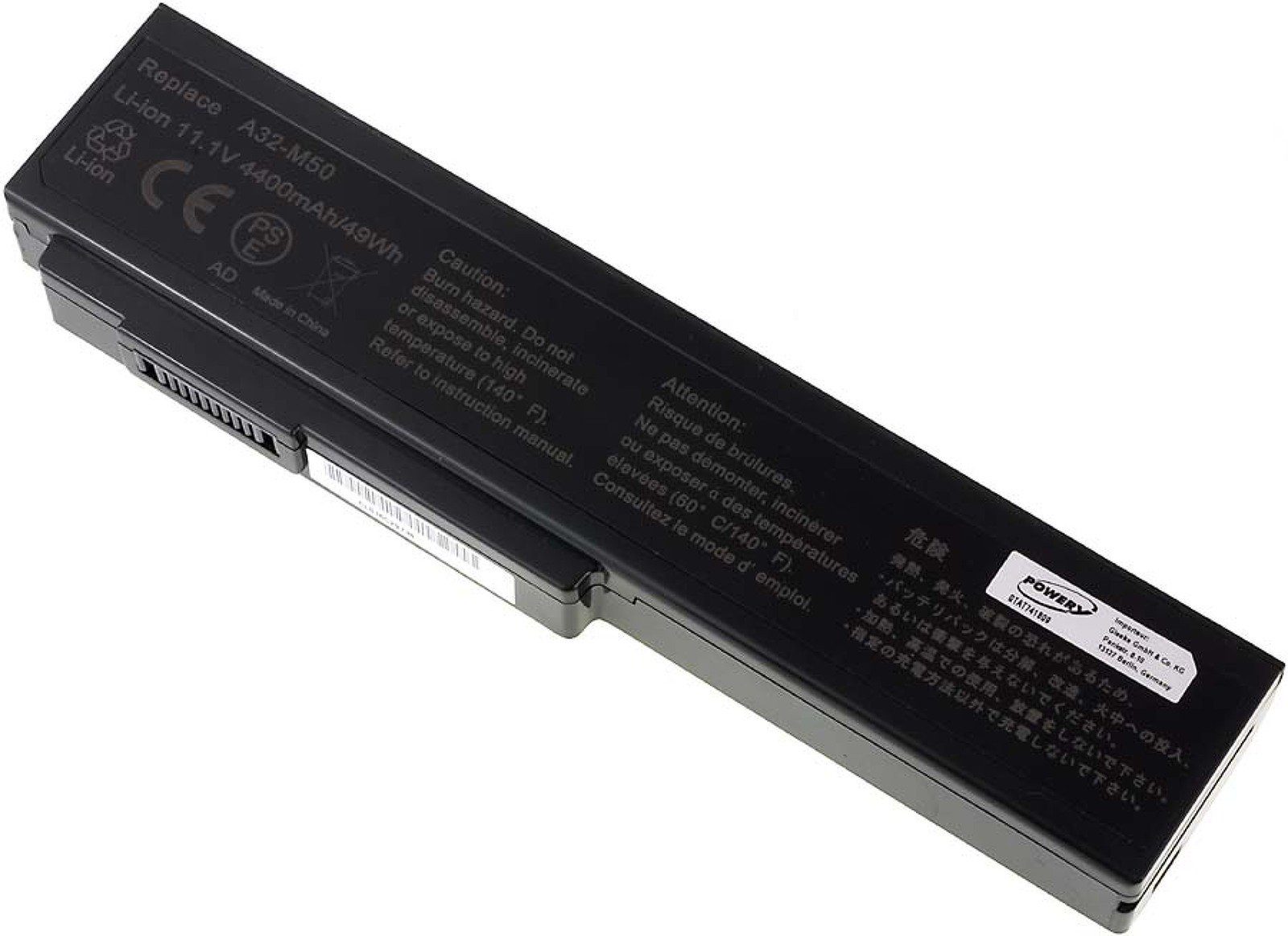 Asus N53J (11.1 V) Laptop-Akku Powery Standardakku 4400 für mAh Akku Serie