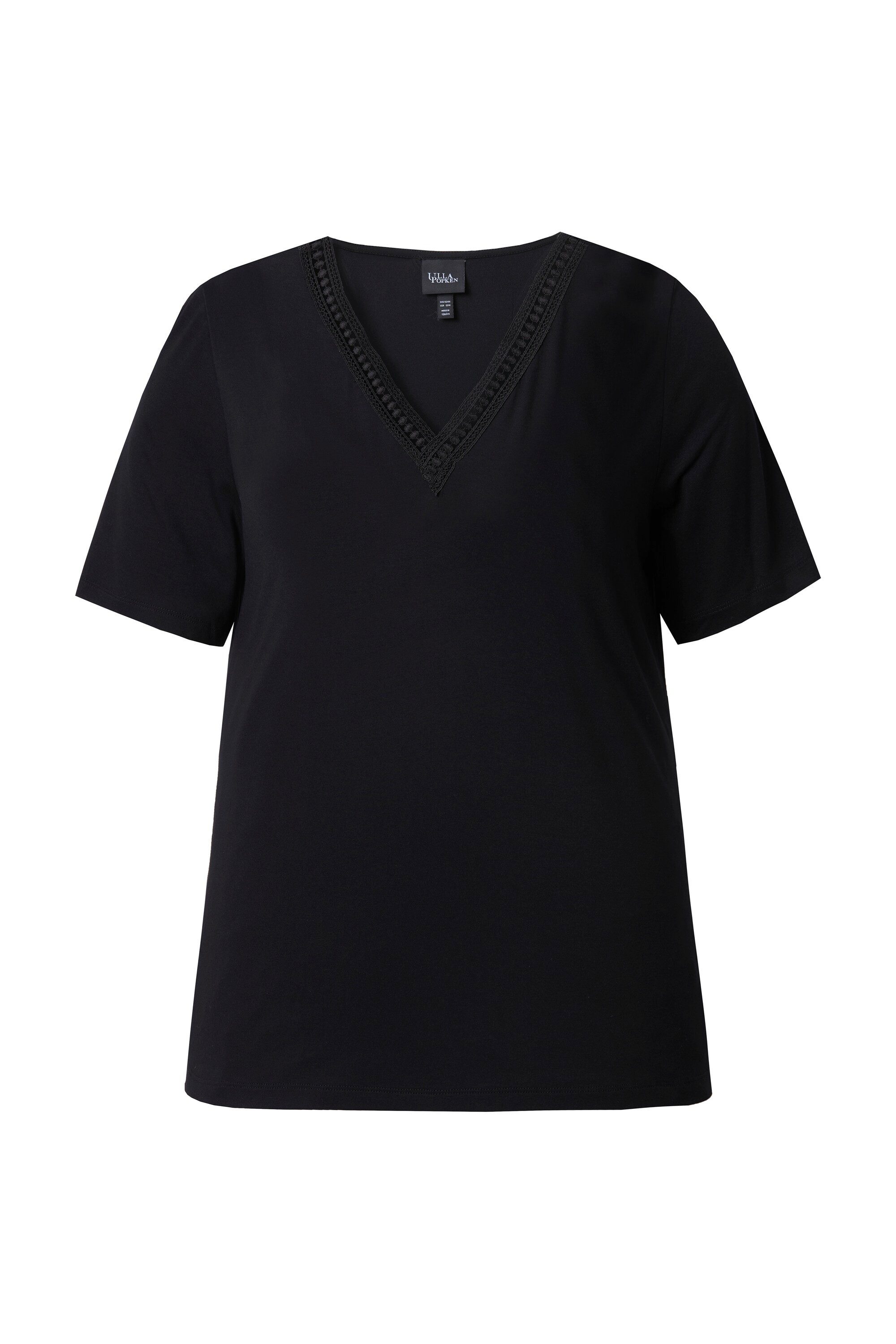 Ulla Popken T-Shirt T-Shirt Spitzenborte V-Ausschnitt günstig online kaufen