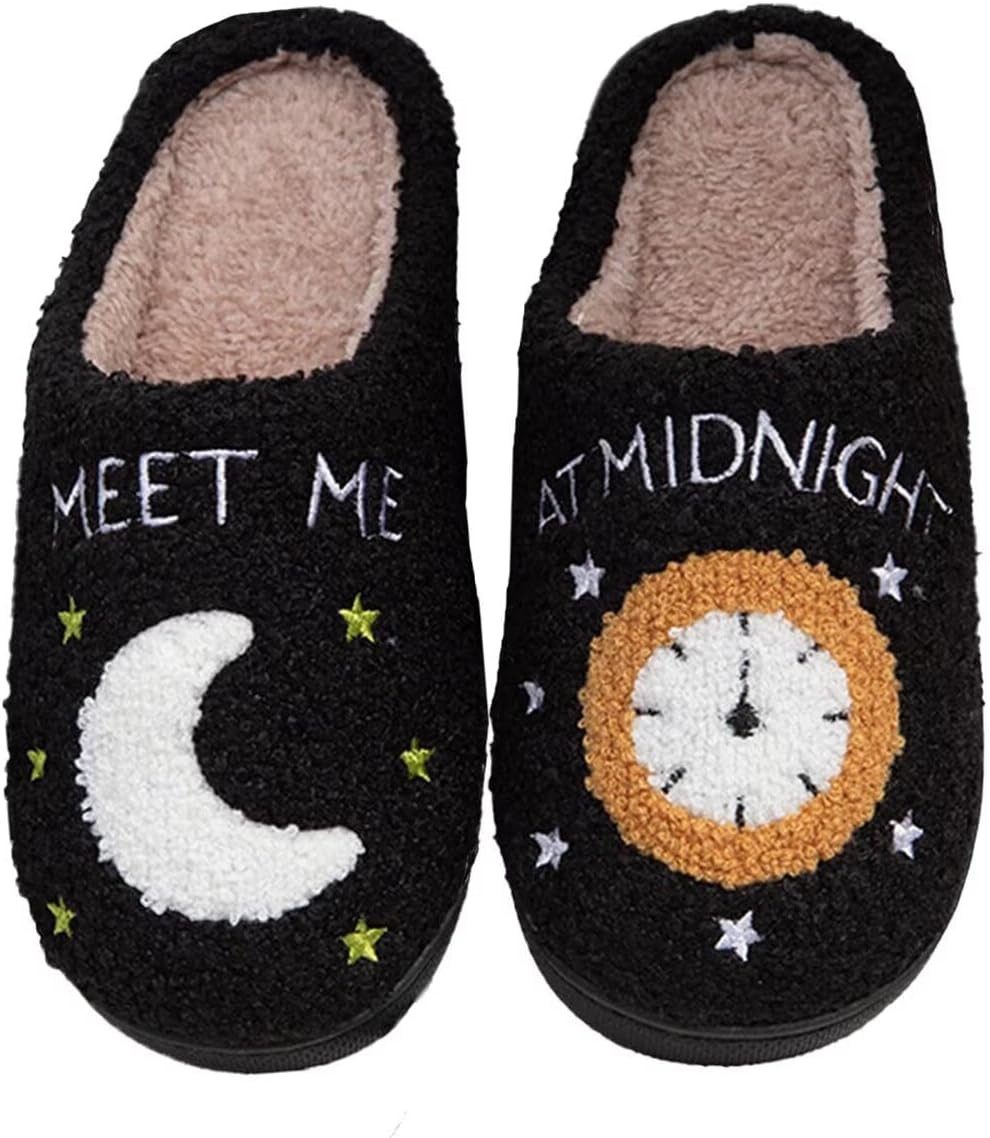 Corimori mit netten Motiven, Gr. 34-44, Antirutsch & bequem Plüsch Домашняя обувь (Packung, Geschenk) Mond und Uhr Шлепанцы für Kinder und Erwachsene, EU Размер 34-35