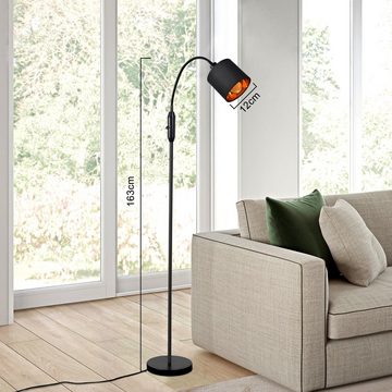 Nettlife Stehlampe Schwarz Vintage Stehleuchte mit Kippschalter Stoff Bogen Modern, 360° Drehbarer, LED wechselbar, für Wohnzimmer Schlafzimmer Arbeitszimmer Büro