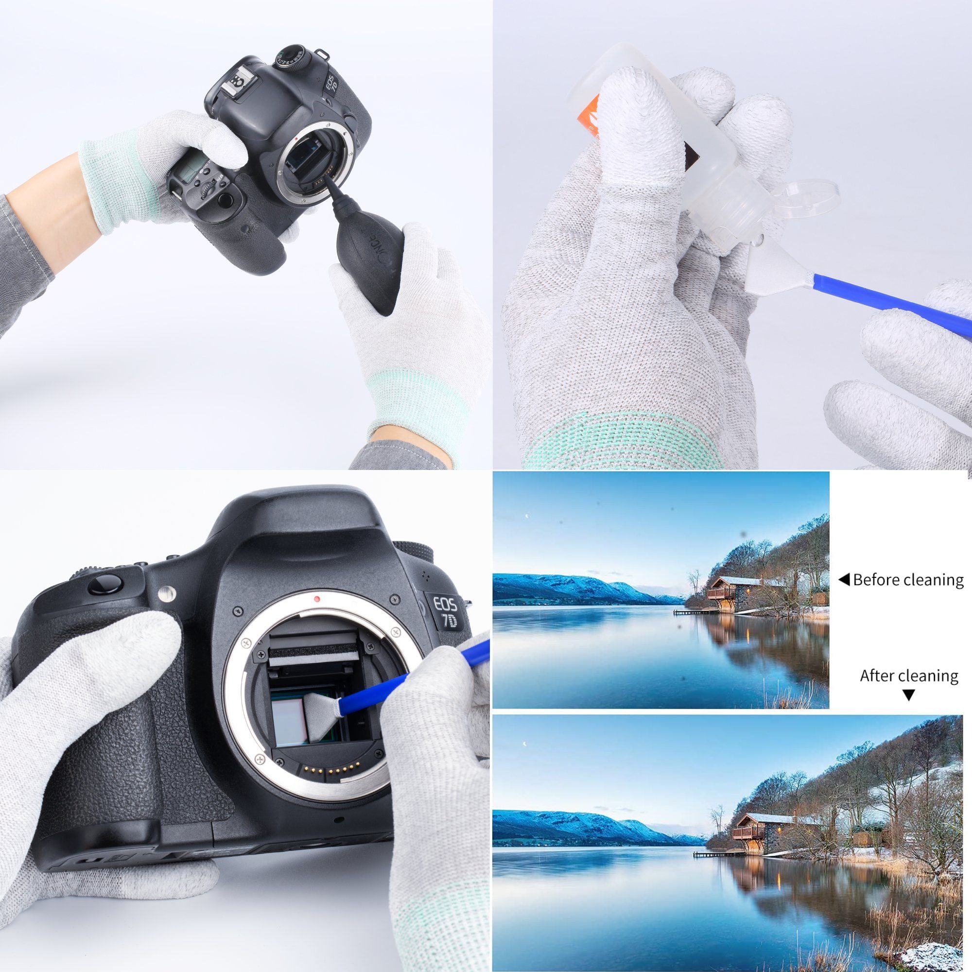 Minadax Kamerazubehör-Set KF Komplett Reinigung Sensor Full-Frame für SET Objektiv Sensor Kamera