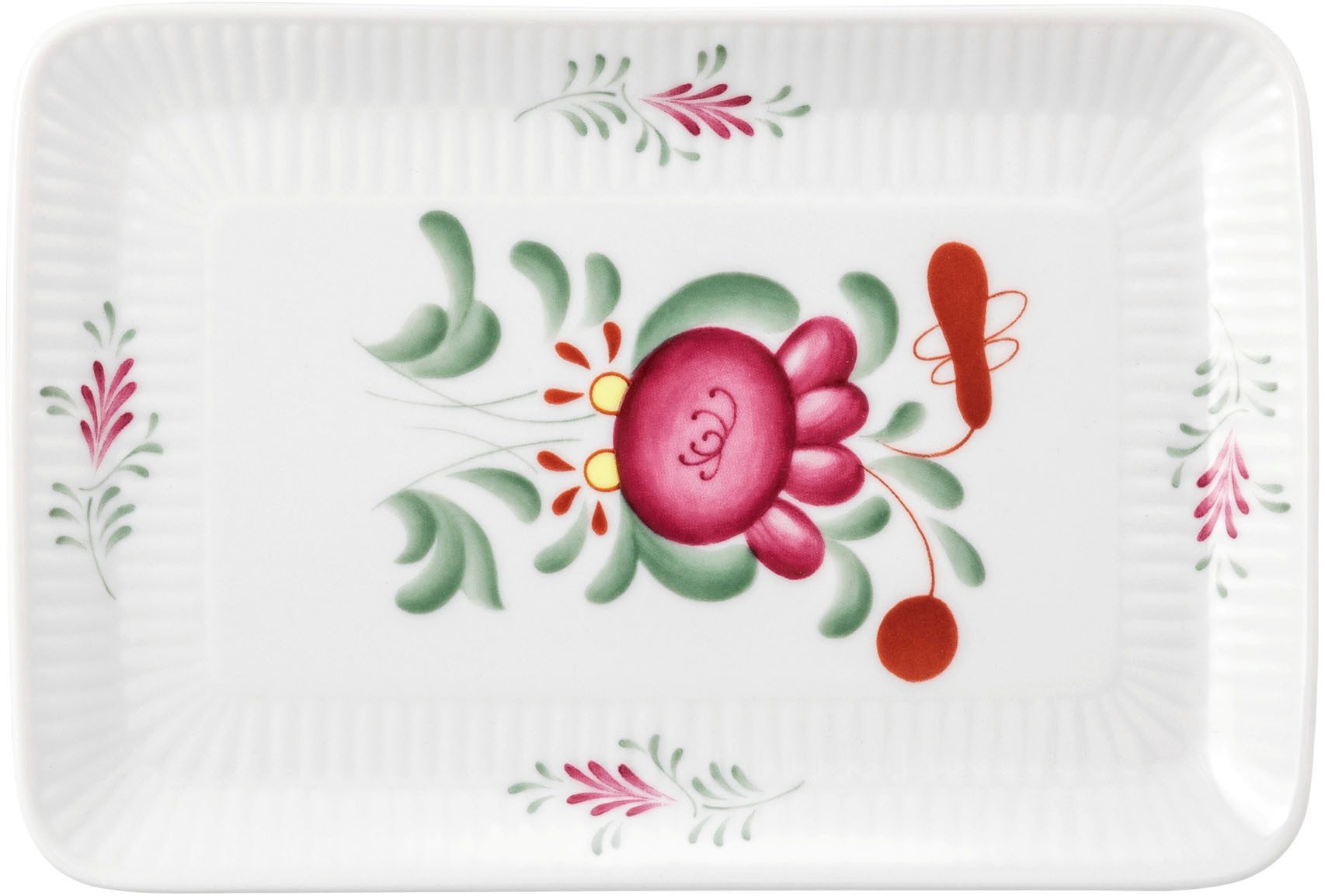 Seltmann Weiden Servierteller Amina Ostfriesenrose, Porzellan, (1-tlg), eckige Platte, kleiner Teller