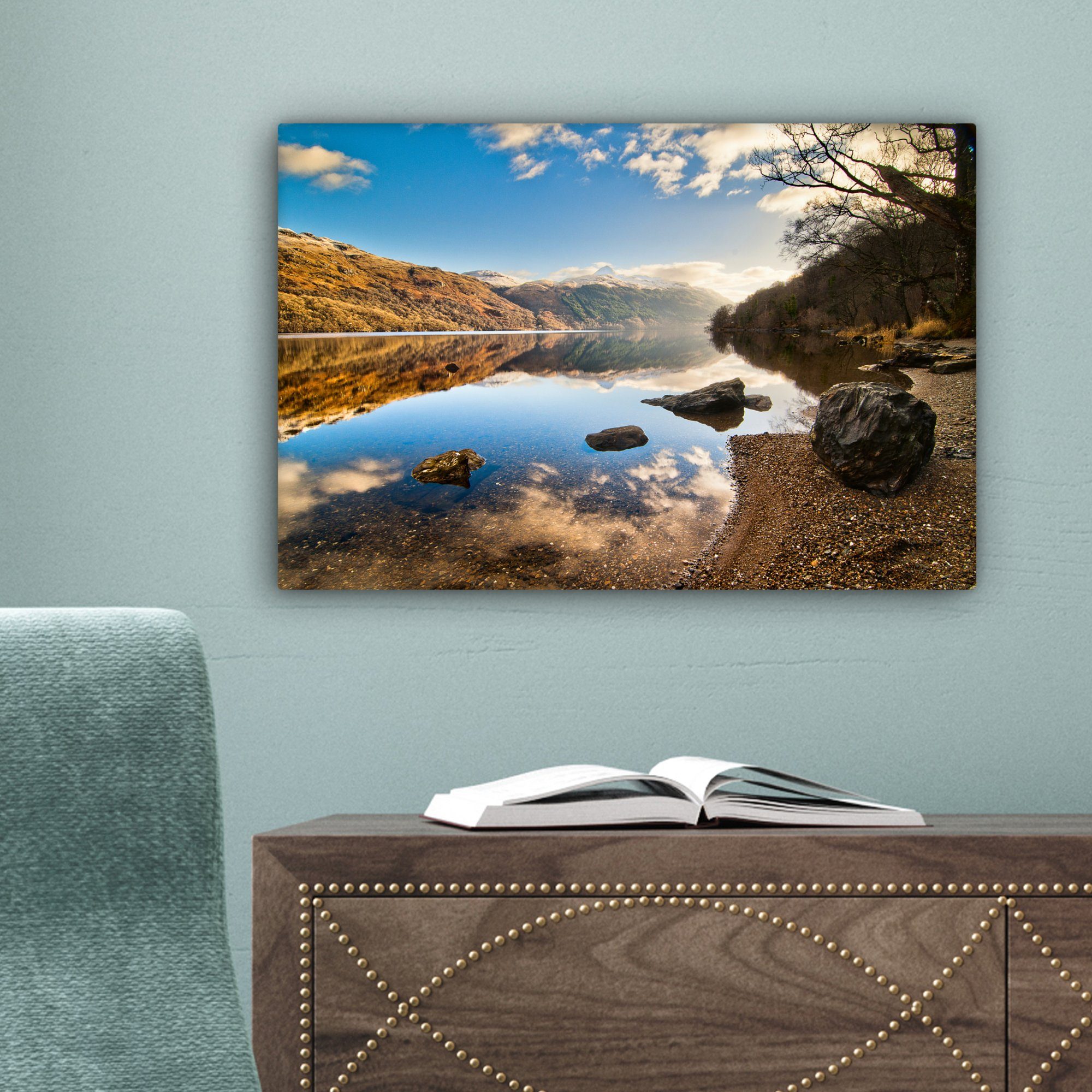 OneMillionCanvasses® Leinwandbild St), Schottland, Loch cm Wandbild Blick Leinwandbilder, in über Wanddeko, Lomond 30x20 Aufhängefertig, (1