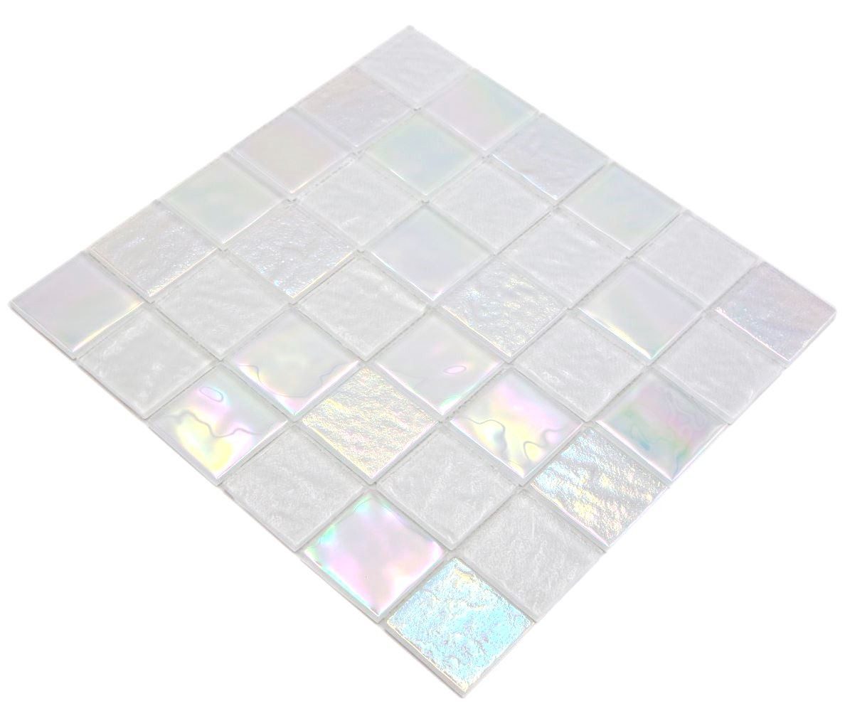 Mosani Mosaikfliesen Glas Mosaikfliese medio flip flop irisierend weiss meh günstig online kaufen