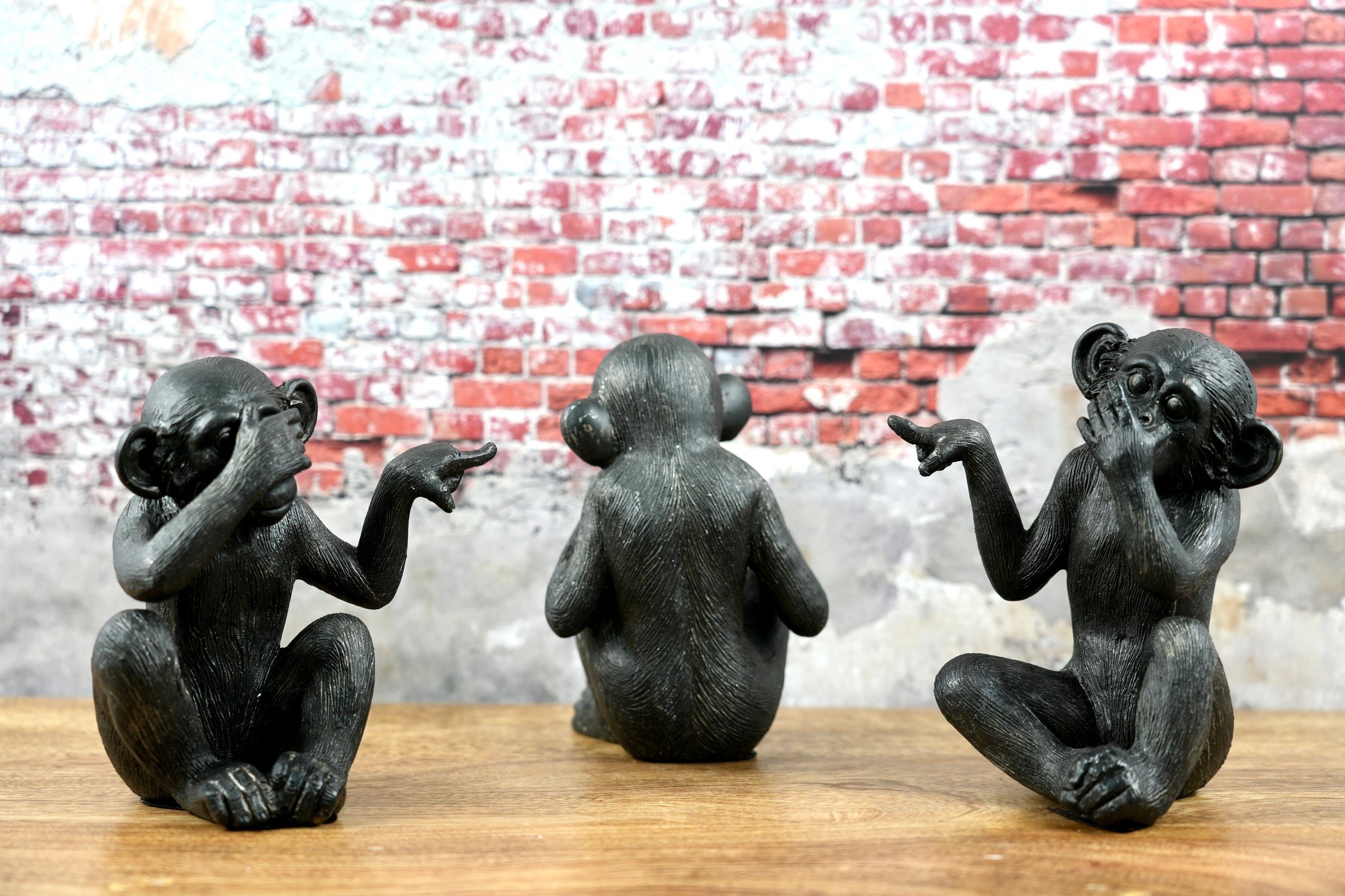 MF Dekoobjekt Dekofigur Die 3 Affen Weisheit Braun 15 cm nichts Hören, Sehe günstig online kaufen