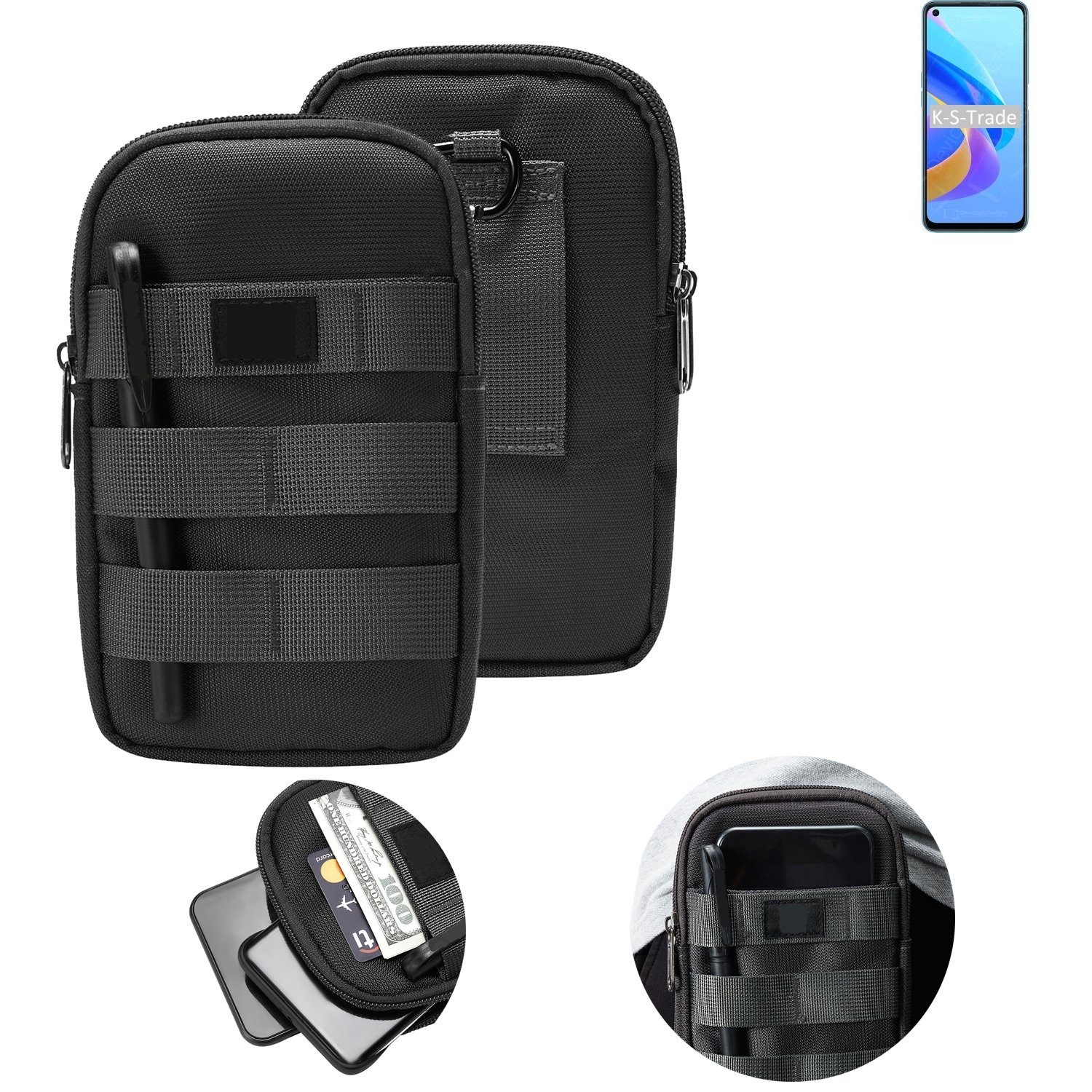 K-S-Trade Handyhülle für Oppo A76, Holster Gürtel Tasche Handy Tasche  Schutz Hülle dunkel-grau viele
