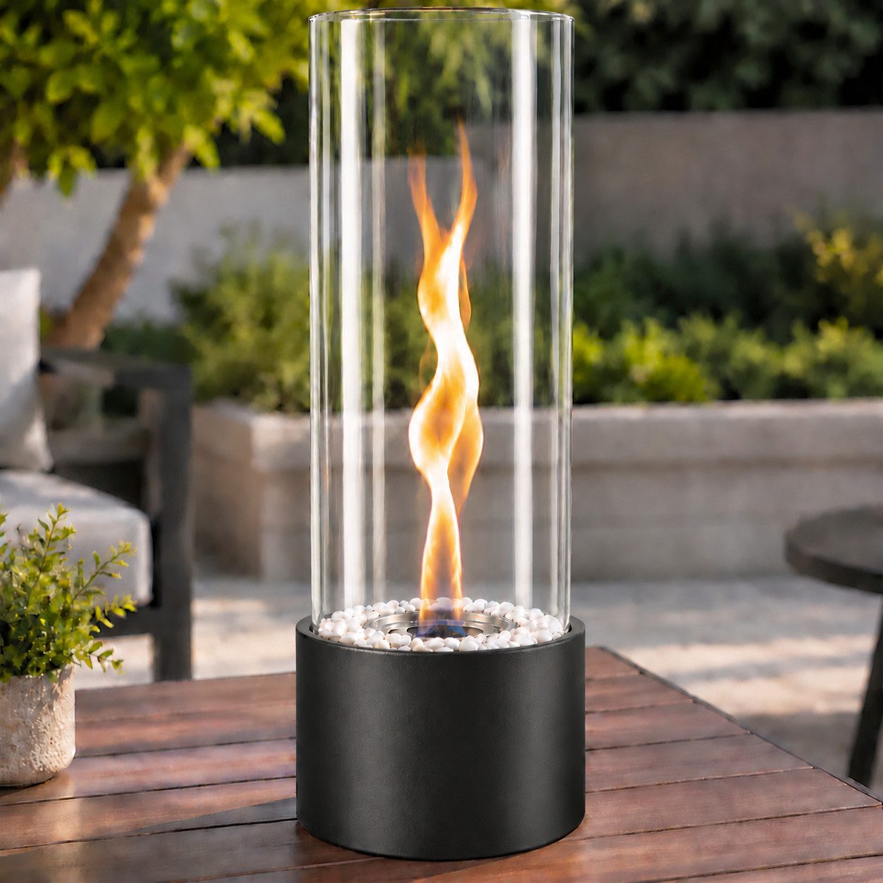 Nettlife Tischfeuer Ethanol Tischkamin Eckig/Rund Kamin Indoor Outdoor Tischfeuerstelle (Set, für Tisch, Terrasse, Balkon & Garten), Die Party Geschenkideens od – Bild 2 von 5