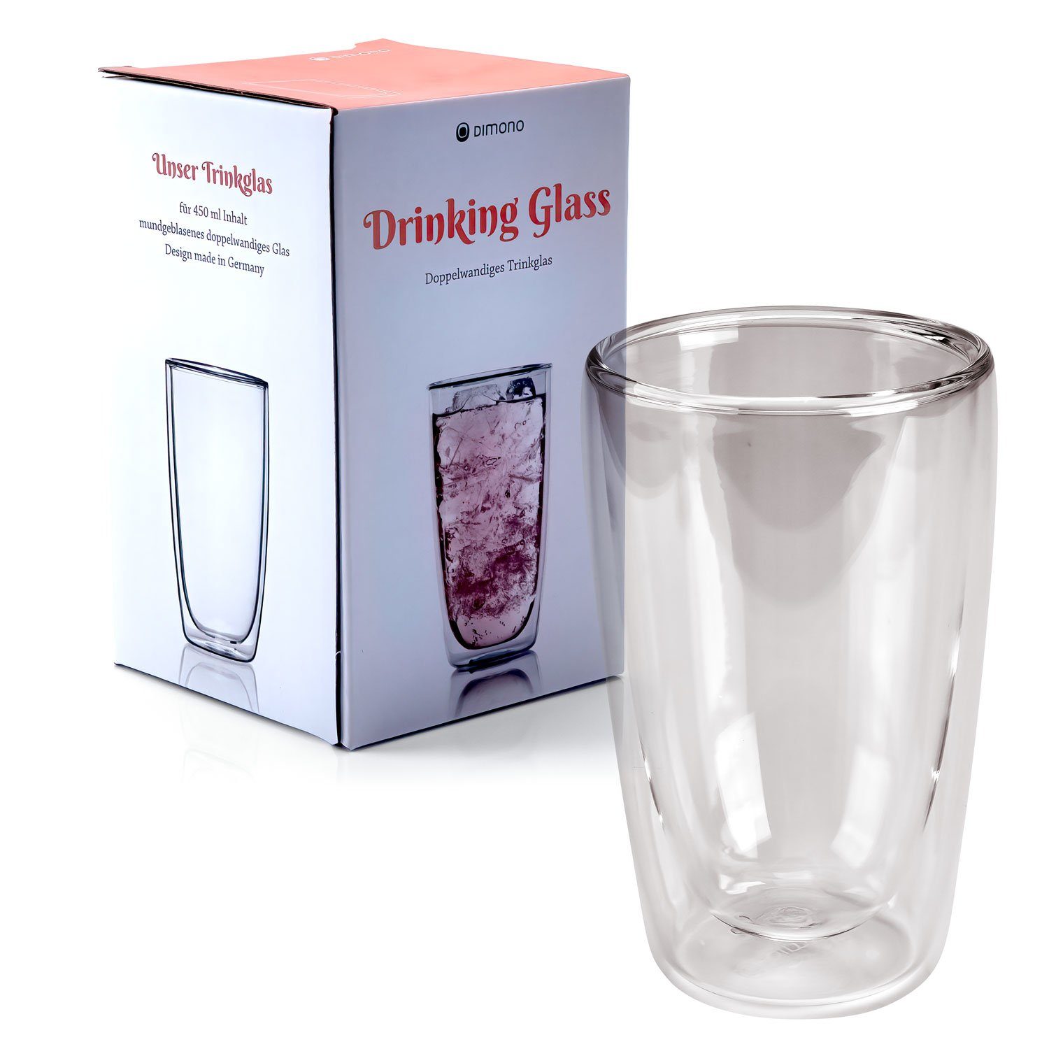Dimono Latte-Macchiato-Tasse Doppelwandiges Trinkglas 450ml – Latte-Macchiatogläser Borosilikat Set, 1-tlg., Borosilikat-Glas, Wasser- Longdrink- & Cocktailgläs – Bild 5 von 5