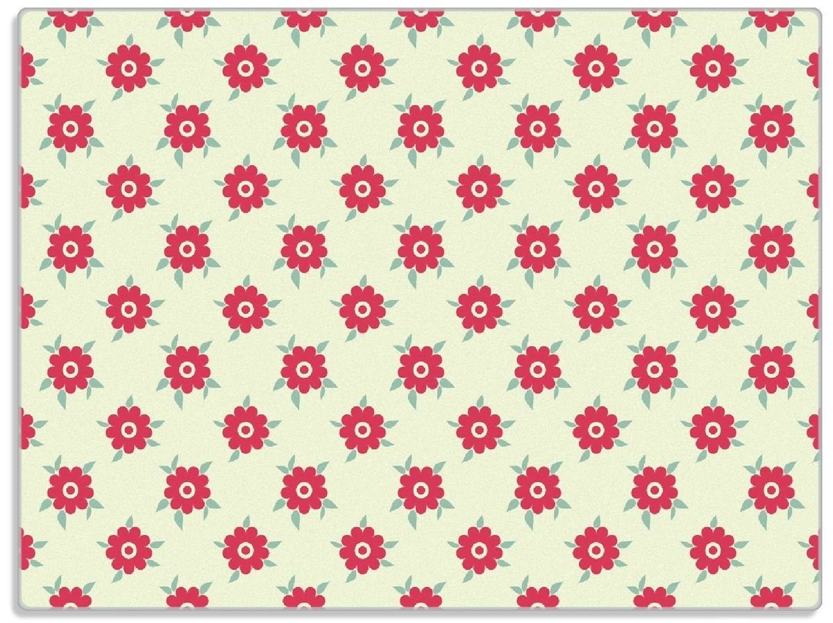 Wallario Schneidebrett Muster mit Blüten und Blättern, ESG-Sicherheitsglas, (inkl. rutschfester Gummifüße 4mm, 1-St), 30x40cm