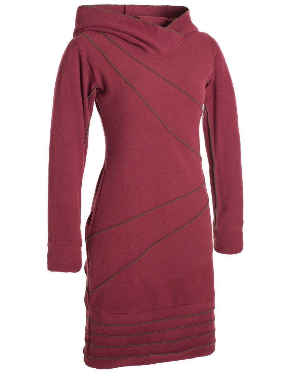 Vishes Midikleid Patchwork Hoodie Eco Fleecekleid mit Daumenlöchern Hippie, Boho, Goa Style