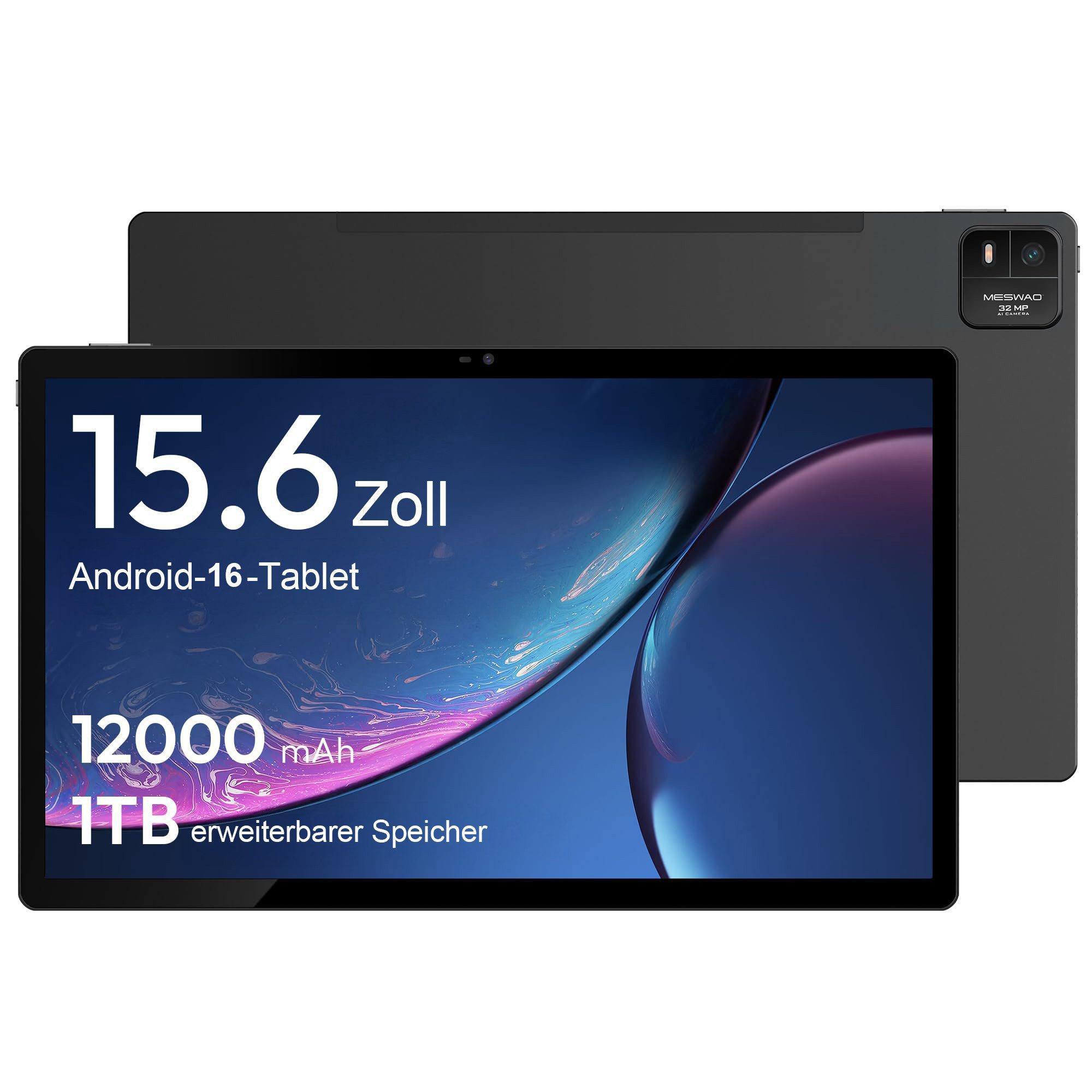 MESWAO MESWAO MES-B3 Tablet 15,6", 12GB+128GB, Android 16, Helio G99, 32MP Tablet (15.6", 128 GB, Android 16, 3G (UMTS), Unterstützt aktiven kapazitiven Stift, Microsoft MPP 2.0-Protokoll)