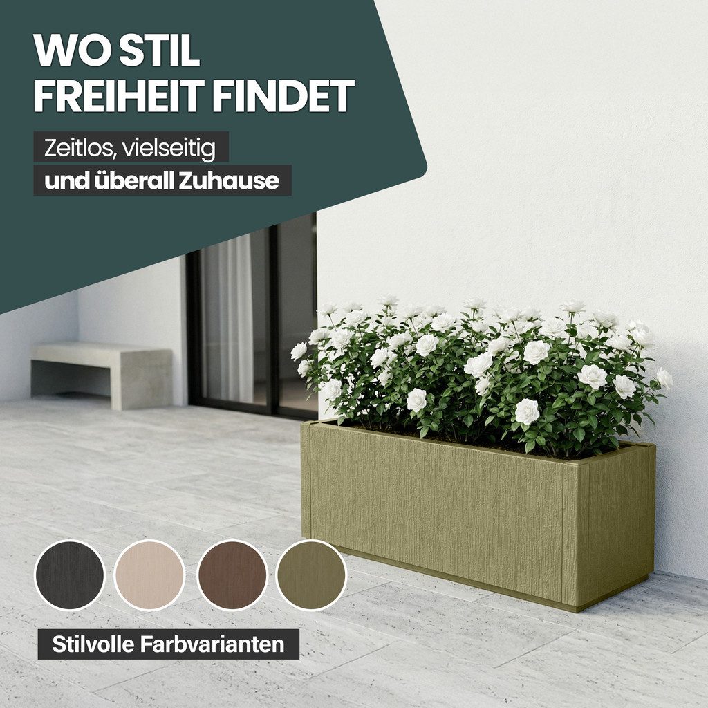Kreher Pflanzkübel Pflanzkasten 'Ethica' Struktur Optik - Breite Version (Farbe wählbar)