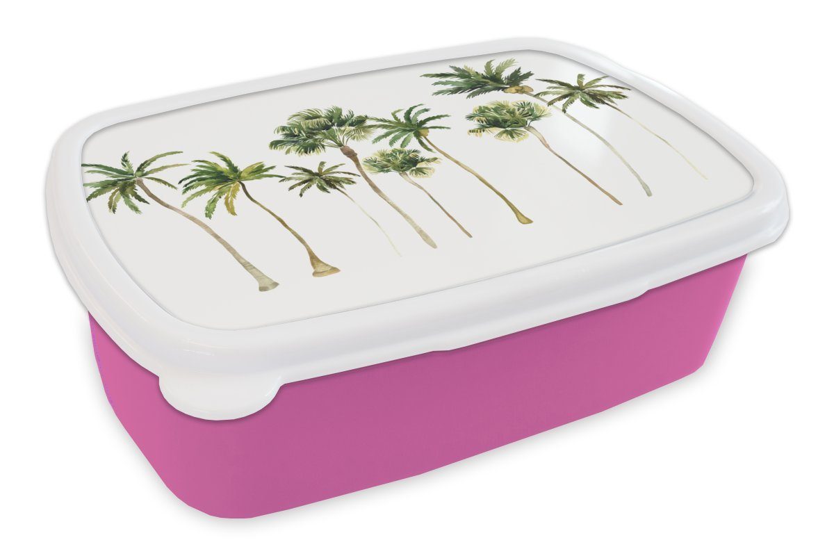 Snackbox, Dschungel rosa - Erwachsene, Brotdose Lunchbox Mädchen, Kunststoff - Kinder, (2-tlg), für MuchoWow Palme Brotbox Grün, Kunststoff,