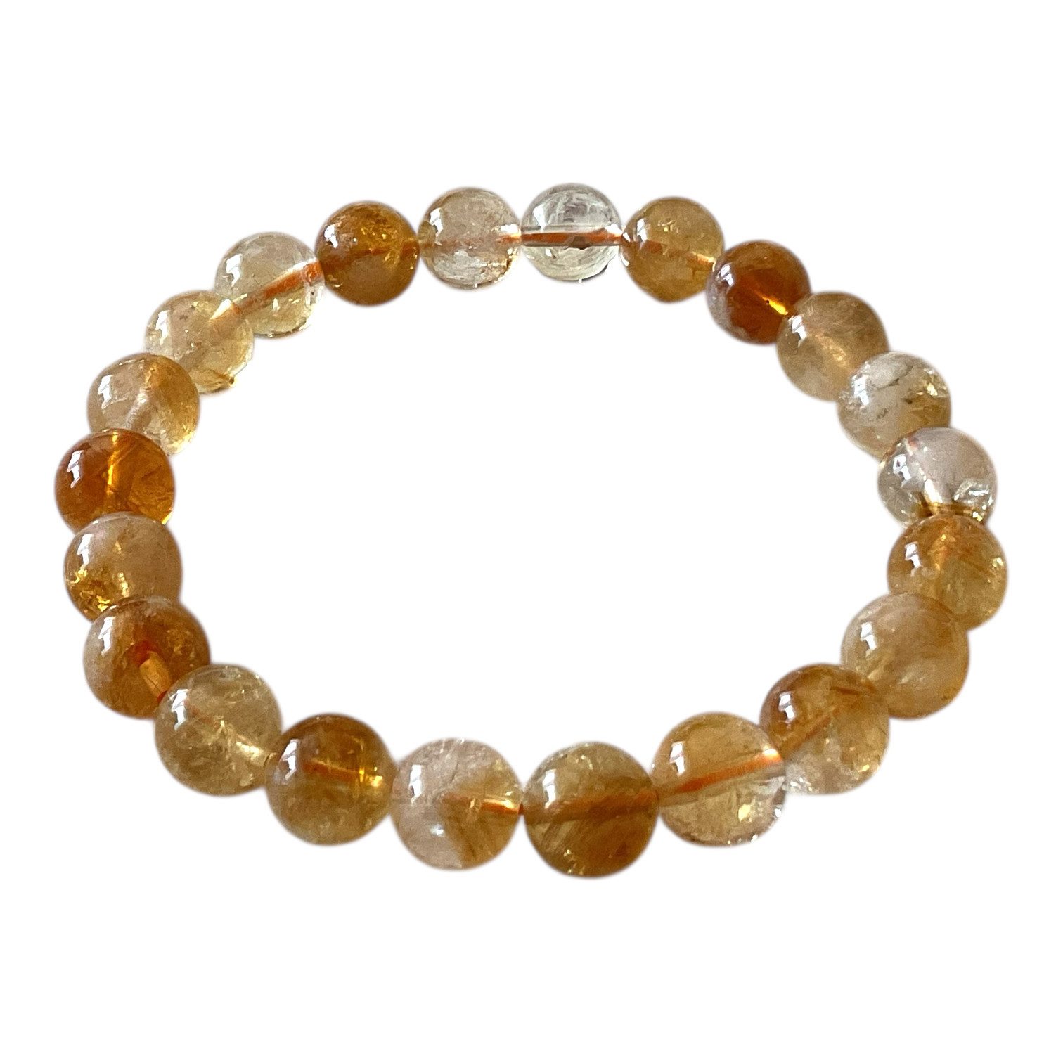 Perlenarmband Citrin (gebrannt) Durchmesser 8mm, handgefertigt, in Geschenkbox