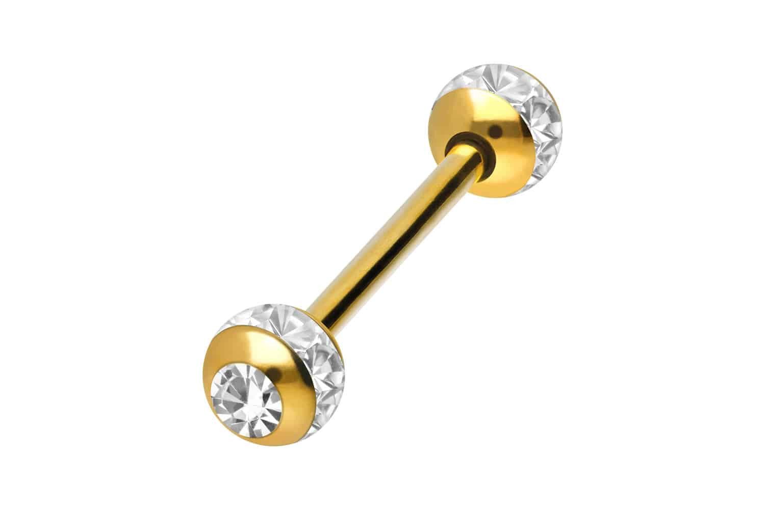 Brustwarzenpiercing Chirurgenstahl Barbell EPOXY-RING-KUGELN + KRISTALLE