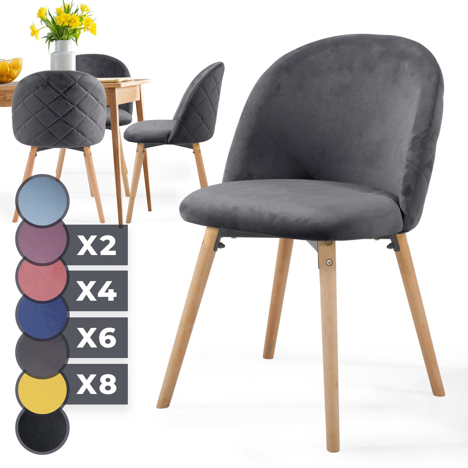 MIADOMODO Esszimmerstuhl -Farbwahl, 2/4/6/8Set, Gepolstert, Beine günstig online kaufen