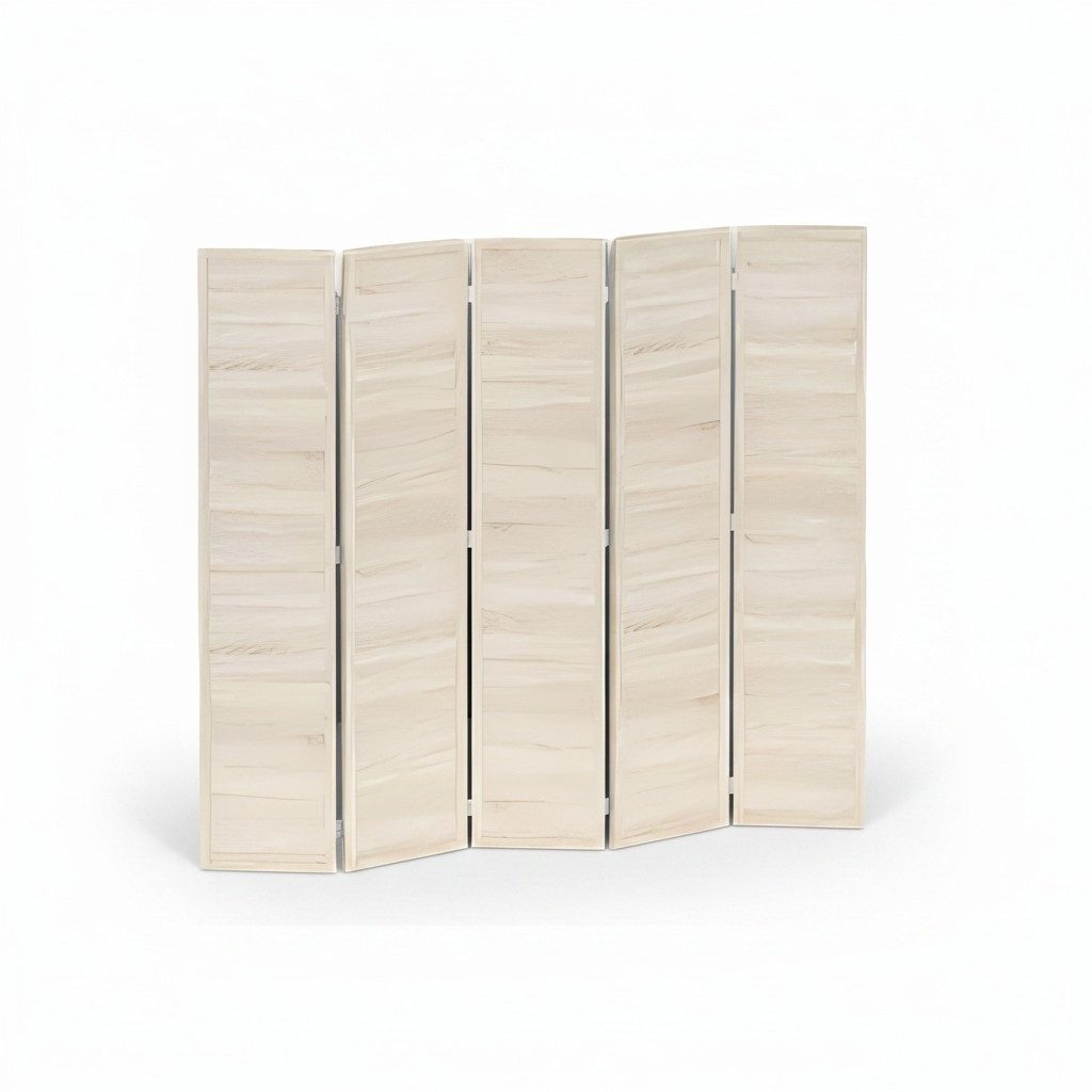 Xlmoebel Paravent Beiger Raumteiler aus MDF für stilvolle Raumgestaltung (1 St., 5-teilig, MDF, beige), Made in Europa