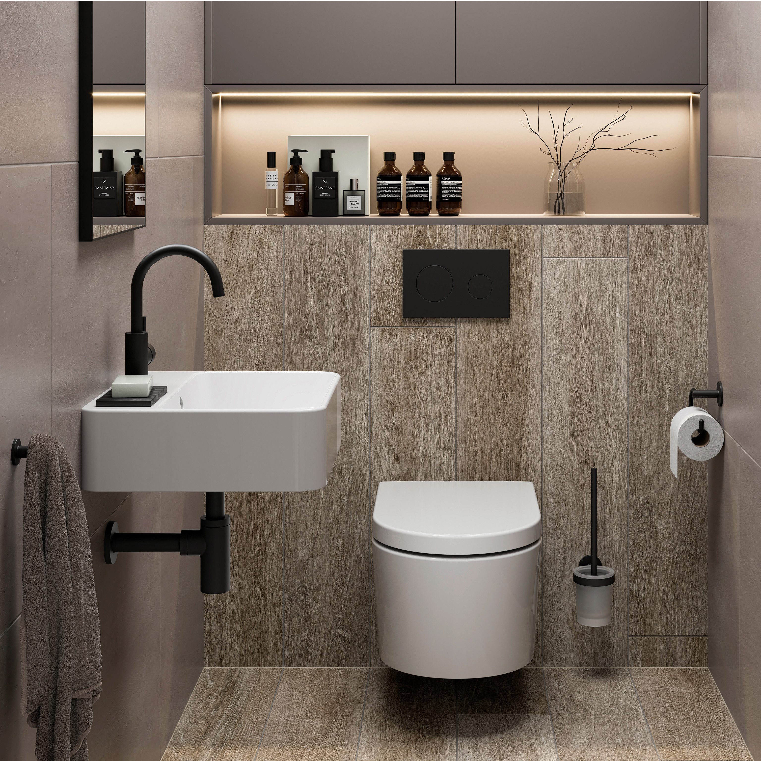 Lenz WC-Komplettset PERFECT FIT, wandhängend, (Gäste-Bad-Set Komplettes Gäs günstig online kaufen