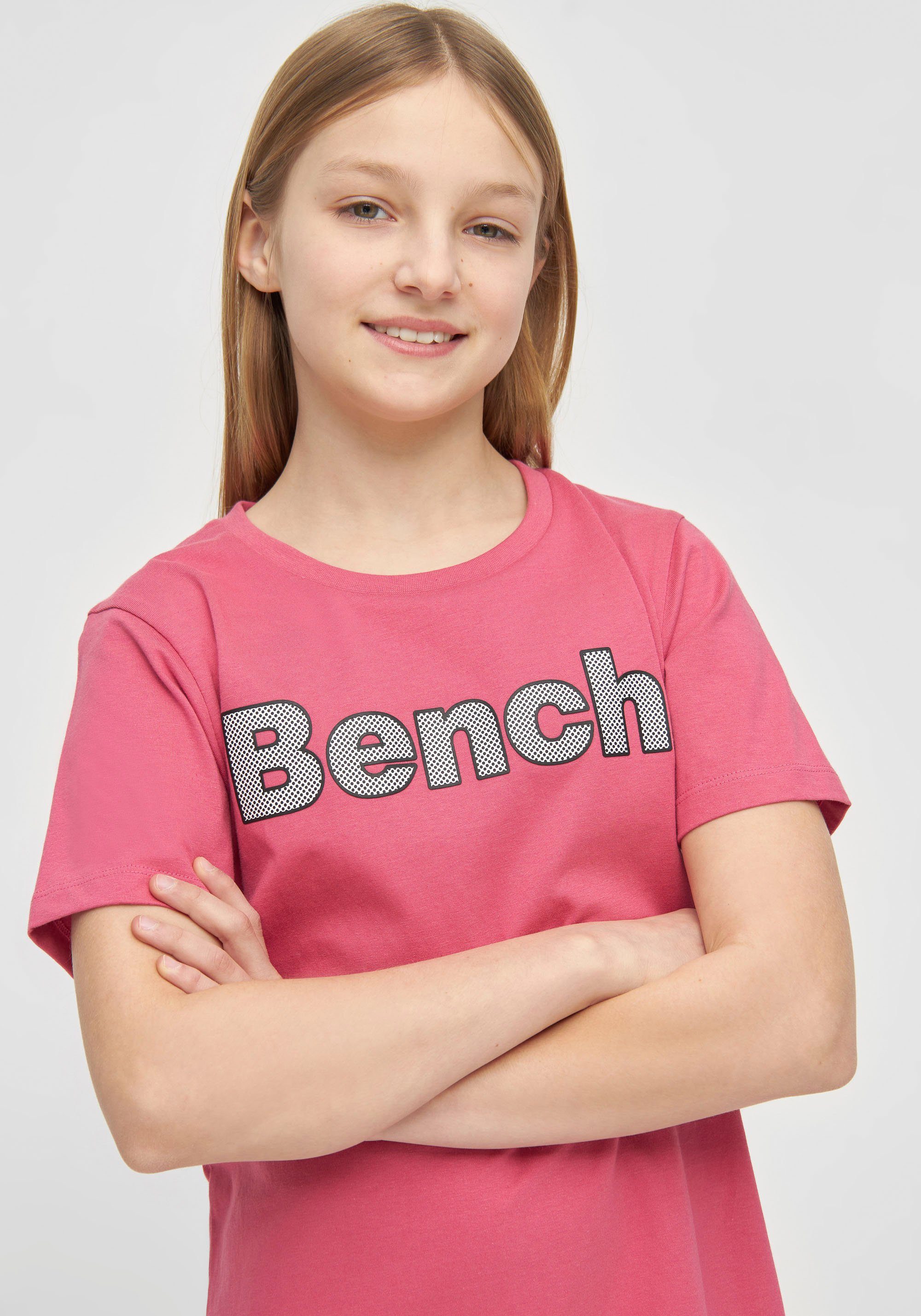 T-Shirt Logodruck JINAG BRIGHTROSE Bench. mit