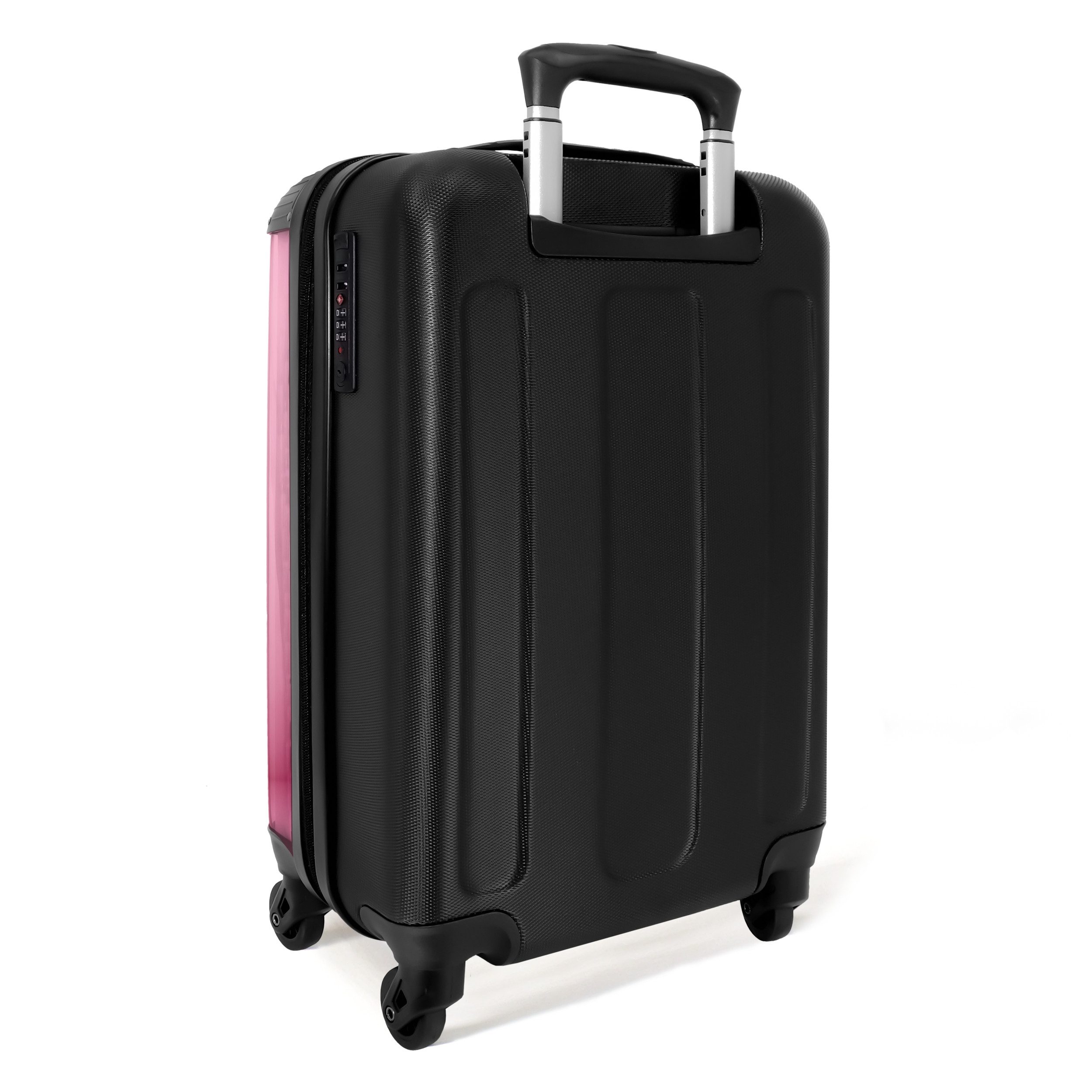 NoBoringSuitcases.com© Kinderkoffer Katze mit Schleife zwischen Blumen 55x35x20cm, 4 Rollen, Kinder Koffer Klein, Trolley Handgepäck, Reisekoffer