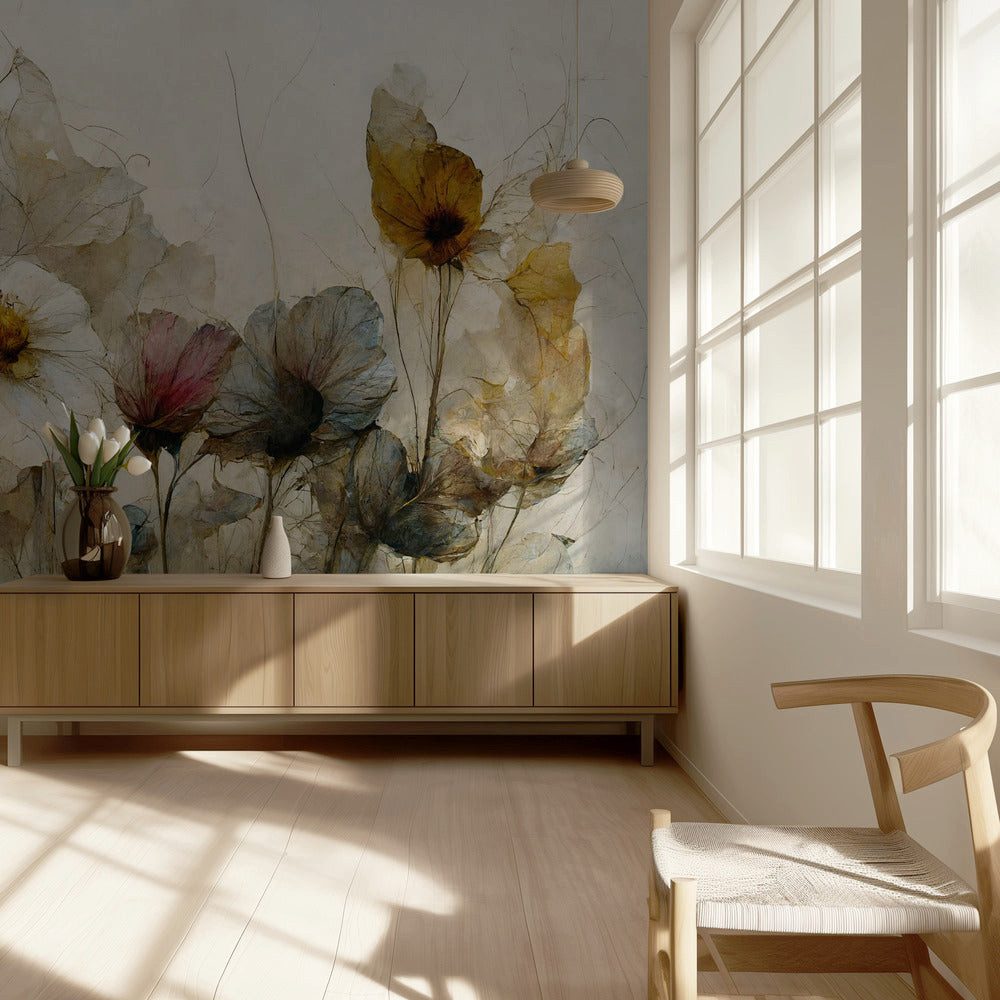 Papermoon Vliestapete "Whispering Blooms" von Treechild, Matt & lichtbeständig, hochwertiges formstabiles Vlies, UV-beständigen Farbe, Made in Germany