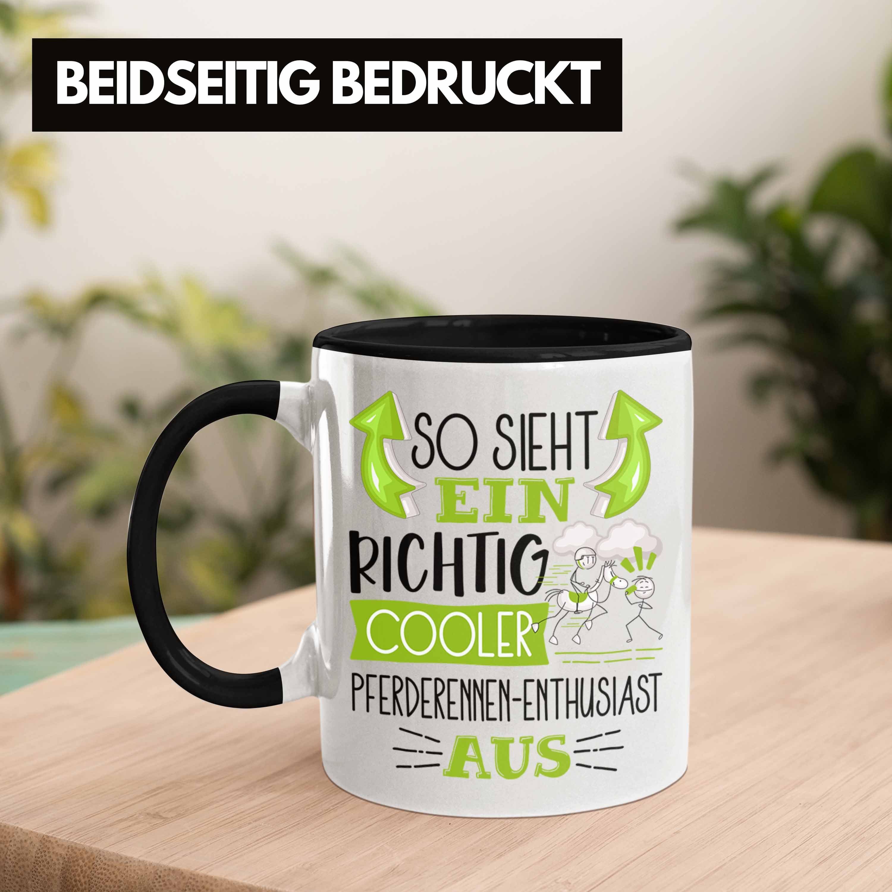 Schwarz Cooler Pferderennen-Enthusiast Pferderennen Ein Tasse Trendation Sieht So Richtig Tasse