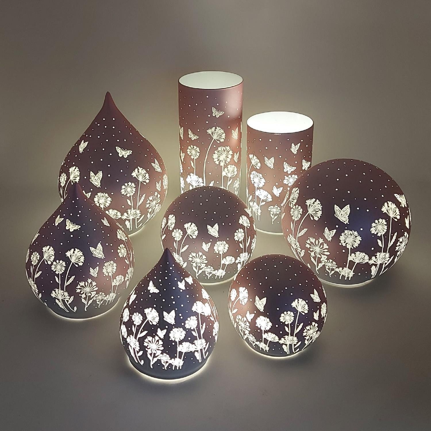 formano Nachttischlampe Blumenwiese, mit Timerfunktion, Rosa, Motiv: Blumenwiese, Höhe: 20cm