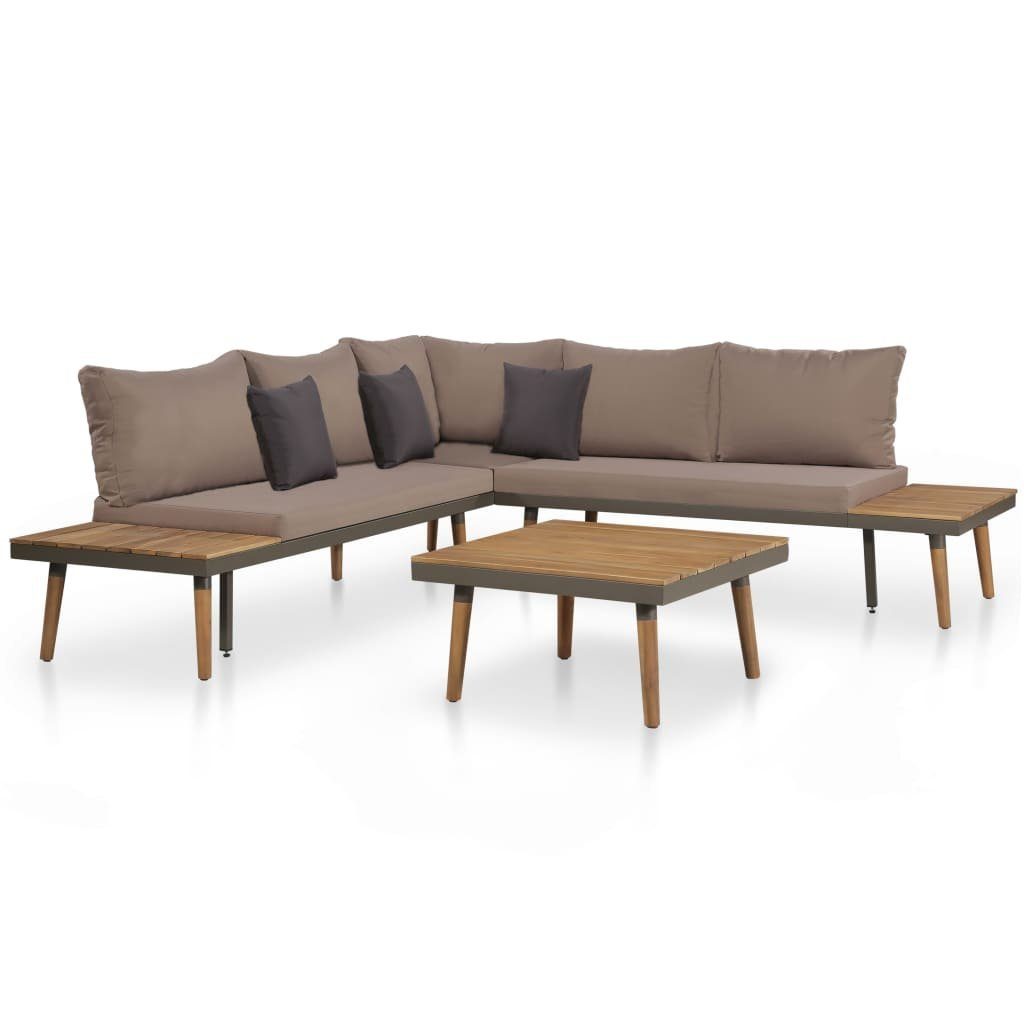 Luxus-Versandhandel vidaXL Gartenlounge-Set 4-tlg. Massivholz mit Auflagen Akazie Braun, (4-tlg) Garten-Lounge-Set