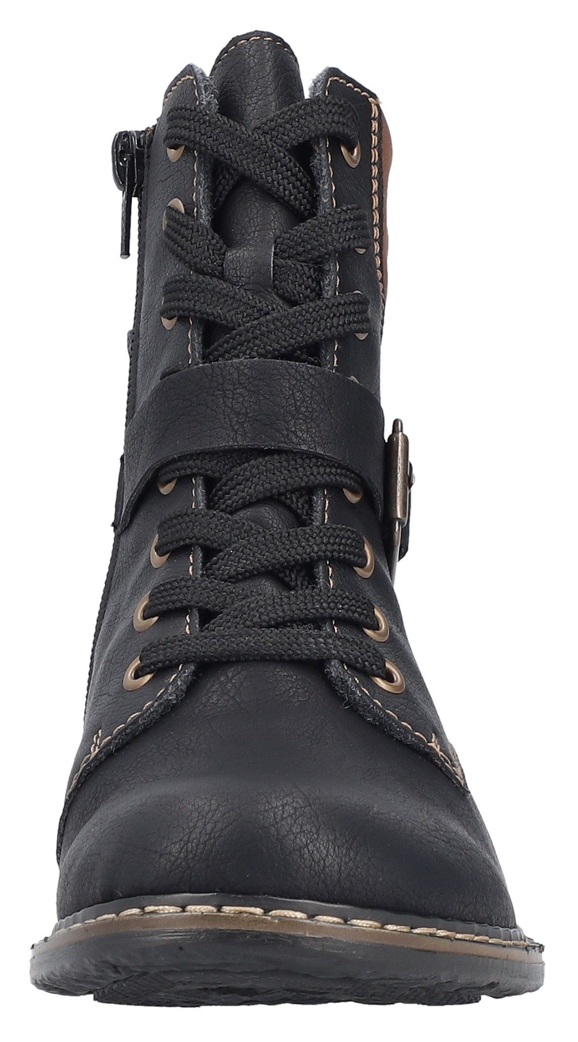 Rieker Schnürstiefelette Schnürboots, Stiefelette, Blockabsatz, mit gepolstertem Schaftrand