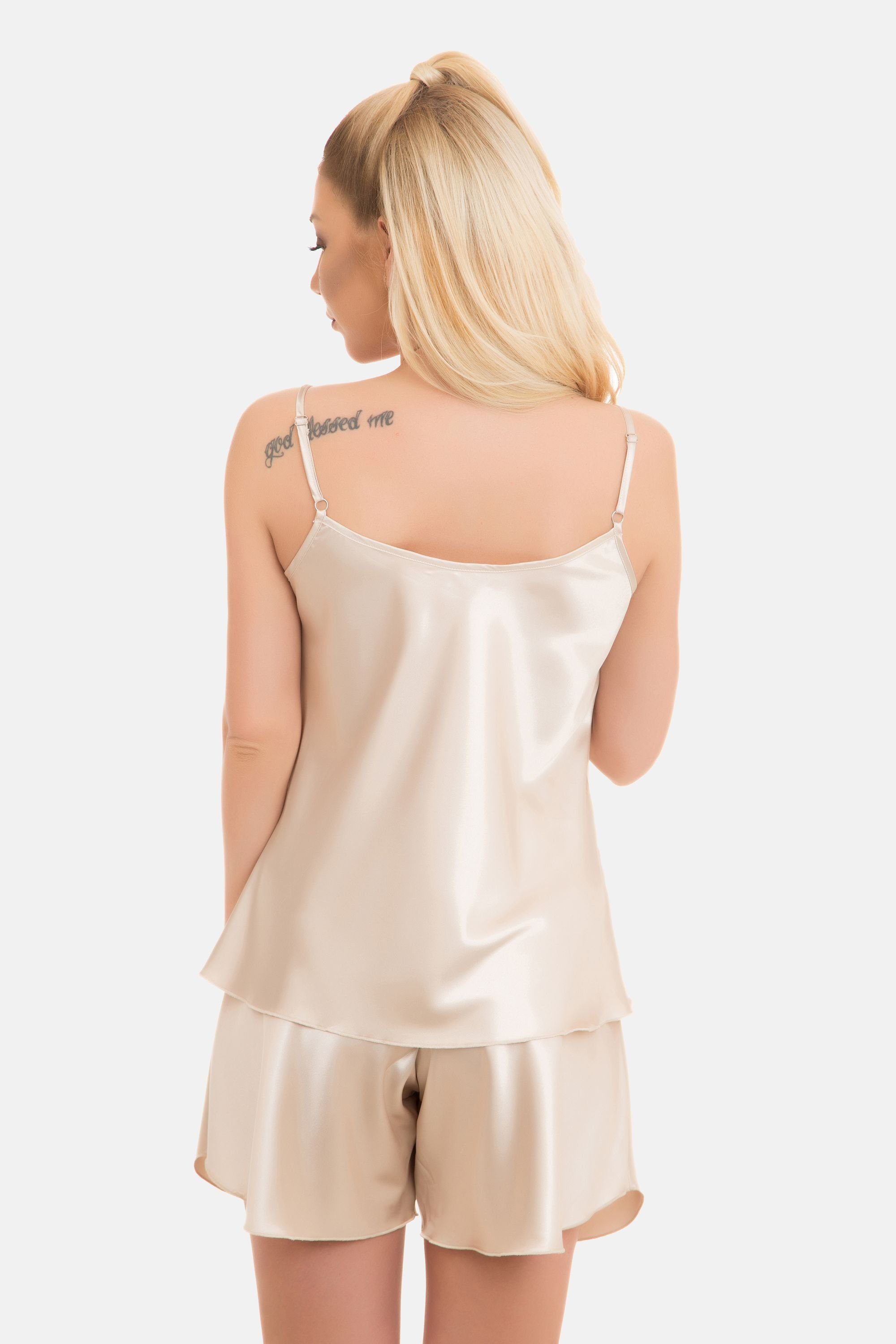 Evoni Pyjama Satin Set Kurze Hose günstig online kaufen