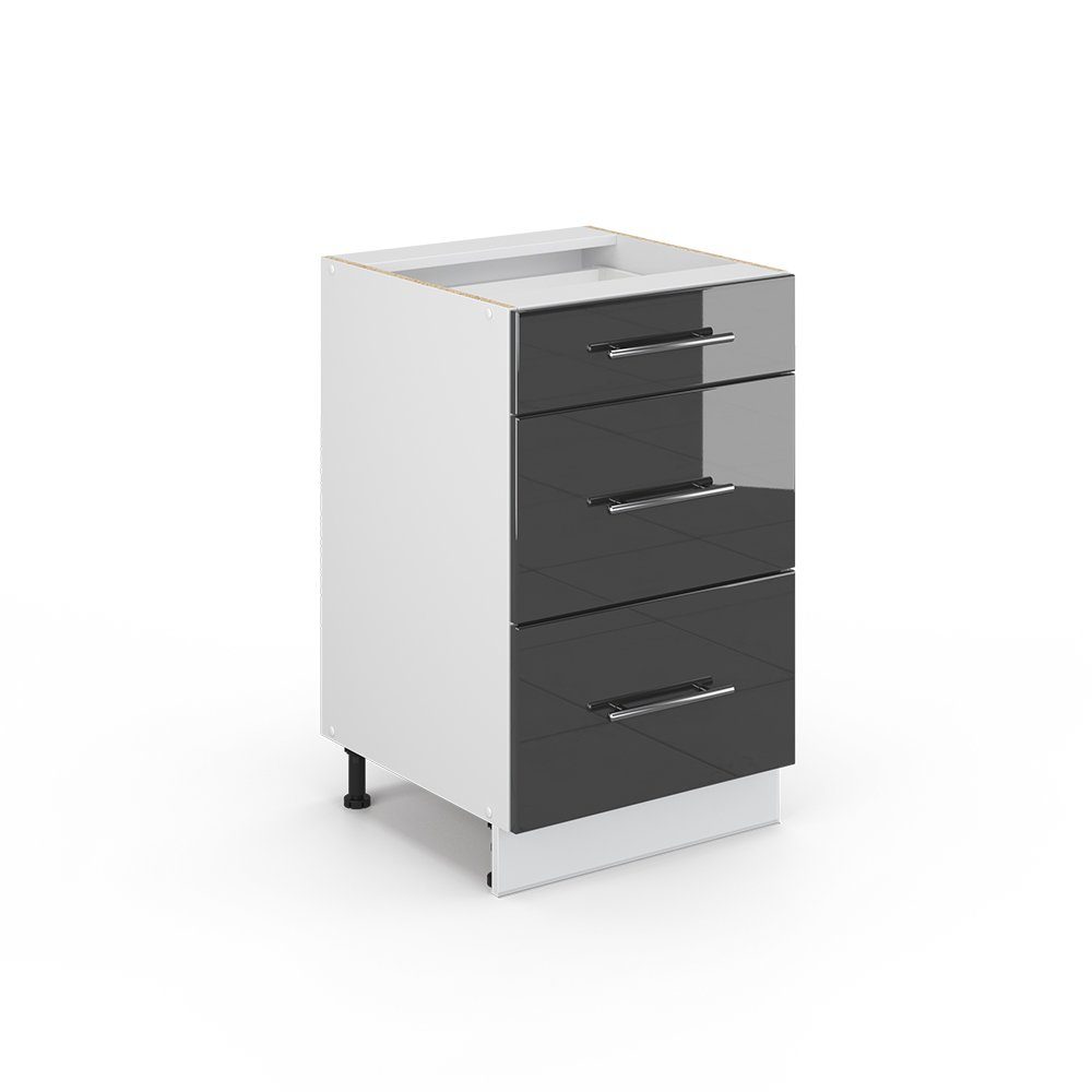 Vicco Unterschrank Fame-Line, Anthrazit Hochglanz/Weiß, 50 cm ohne Arbeitsplatte (1-St)