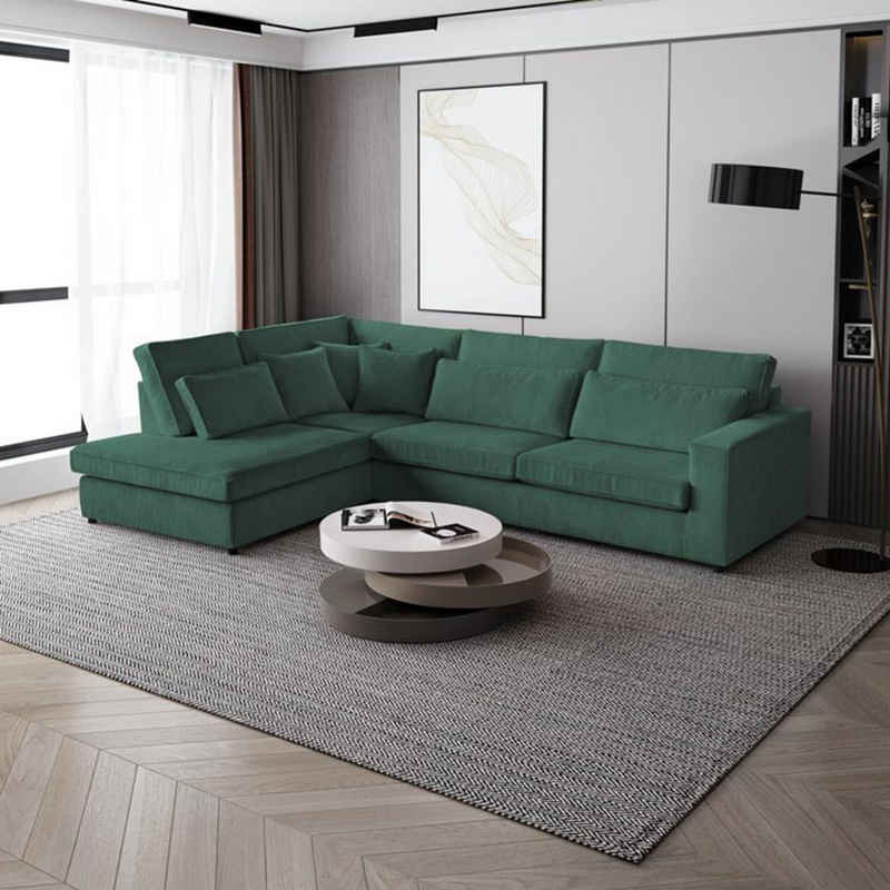 Beautysofa Ecksofa PARMA, im modernes Design, klassische Polsterecke inklusive Wellenfedern, große l-förmig Ecke, Wohnzimmersofa aus Velours