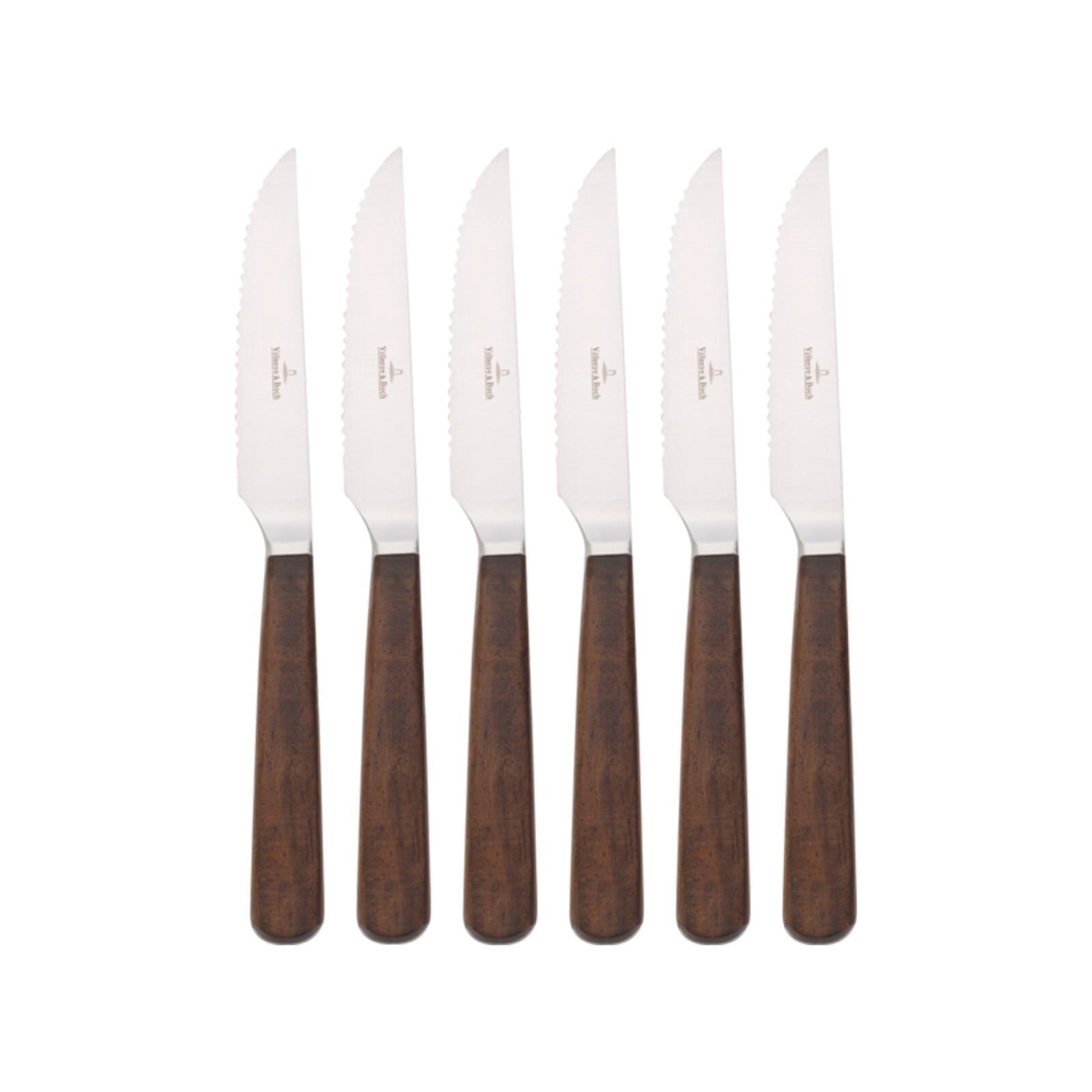 Villeroy & Boch Besteck-Set Texas Steakmesser 23,5 cm 6er Set (6-tlg), Holz, Edelstahl, Spülmaschinenfest