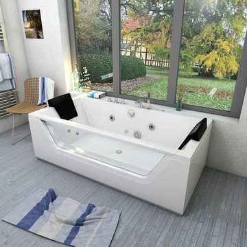 AcquaVapore Whirlpool-Badewanne Whirlpool Pool Badewanne Wanne W83-B 180x90, (1-tlg), Mit Fußgestell und Ablaufgarnitur