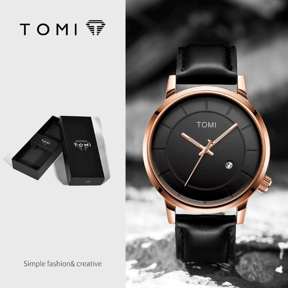 Tidy Quarzuhr TOMI Herrenuhr – Minimalistisches Design, 6 Farben, Kalender,Quarz