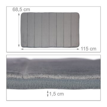 Badematte Memoryschaum Badematte in Grau relaxdays, Höhe 15 mm, Schaumstoff, 70x120cm