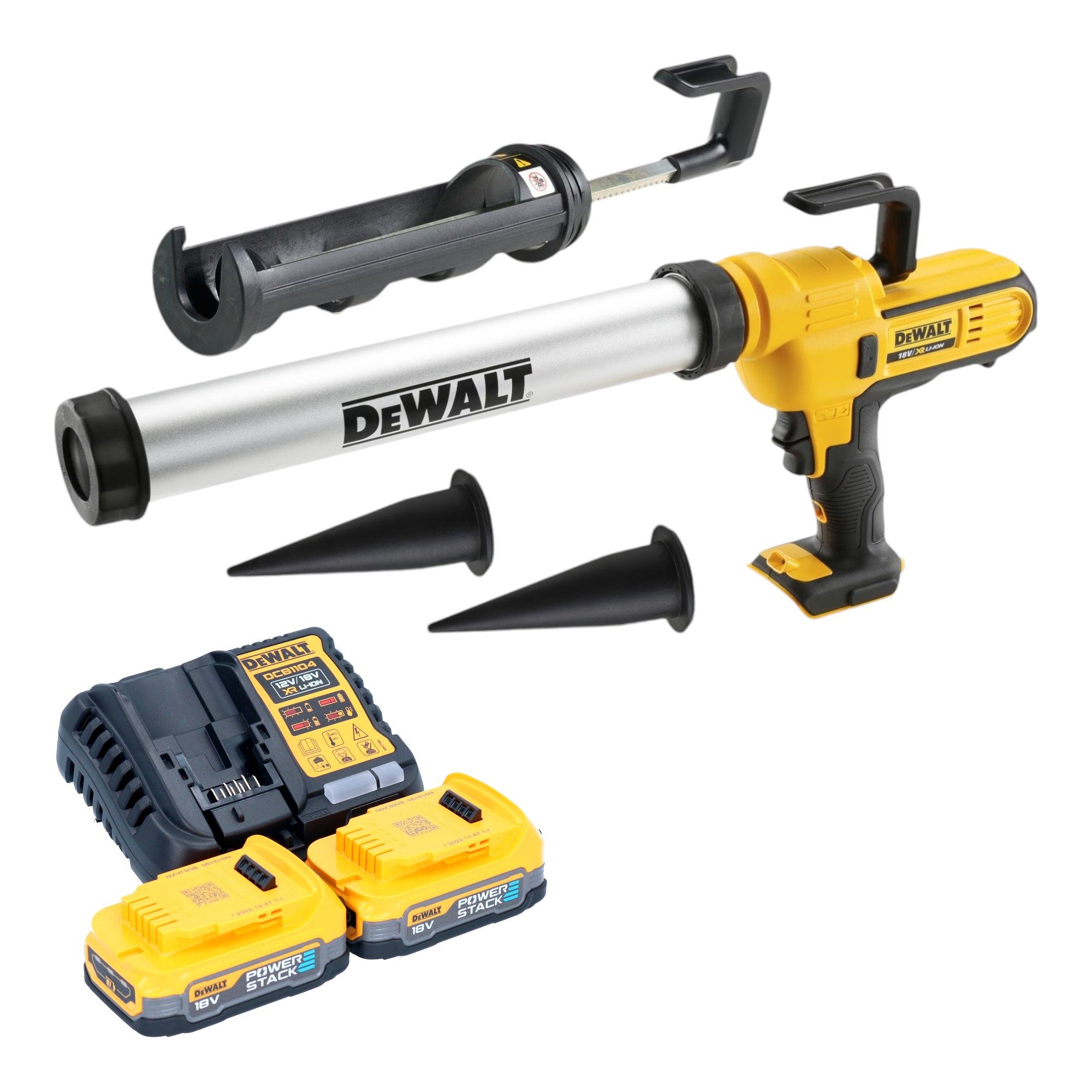DeWalt Akku-Kartuschenpistole DCE 581 E2K 18 V 310 ml + 2x Powerstack Akku 1,7 Ah + Lader + Koffer